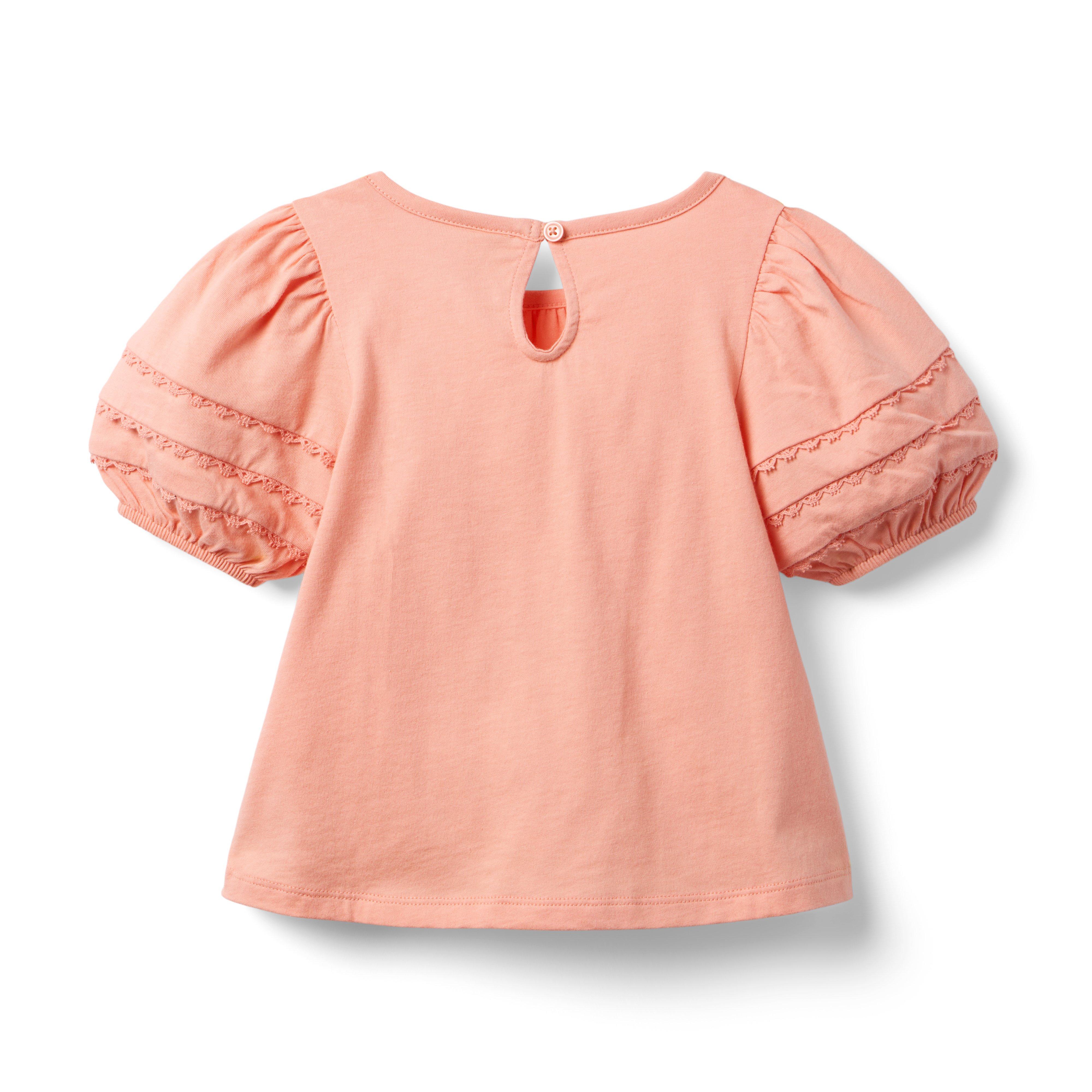 Lace Trim Puff Sleeve Top image number 1
