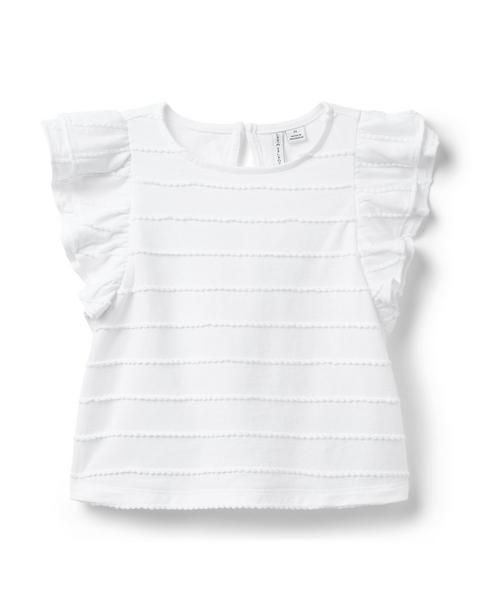 Textured Stripe Ruffle Sleeve Top