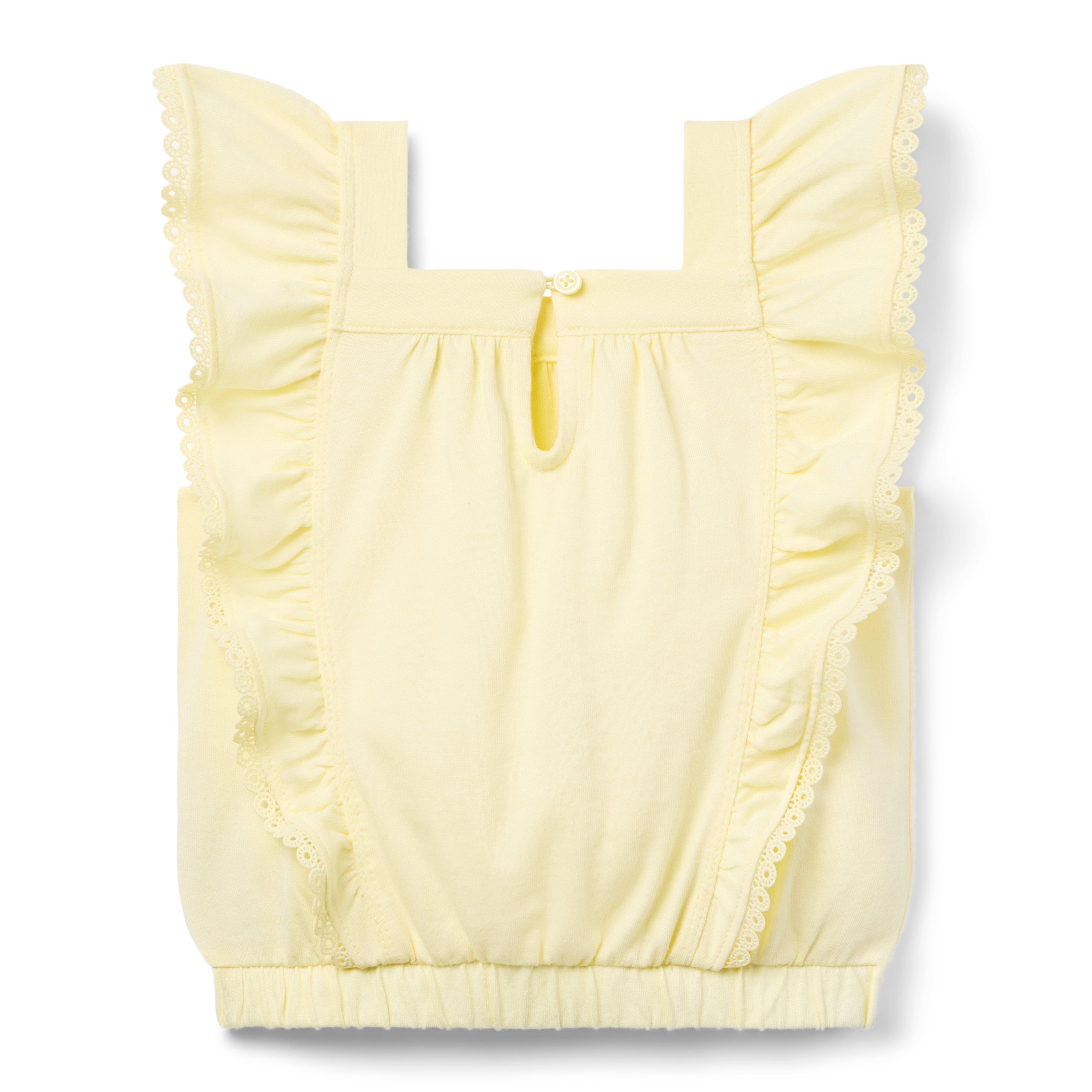 Lace Trim Flutter Sleeve Top  image number 1