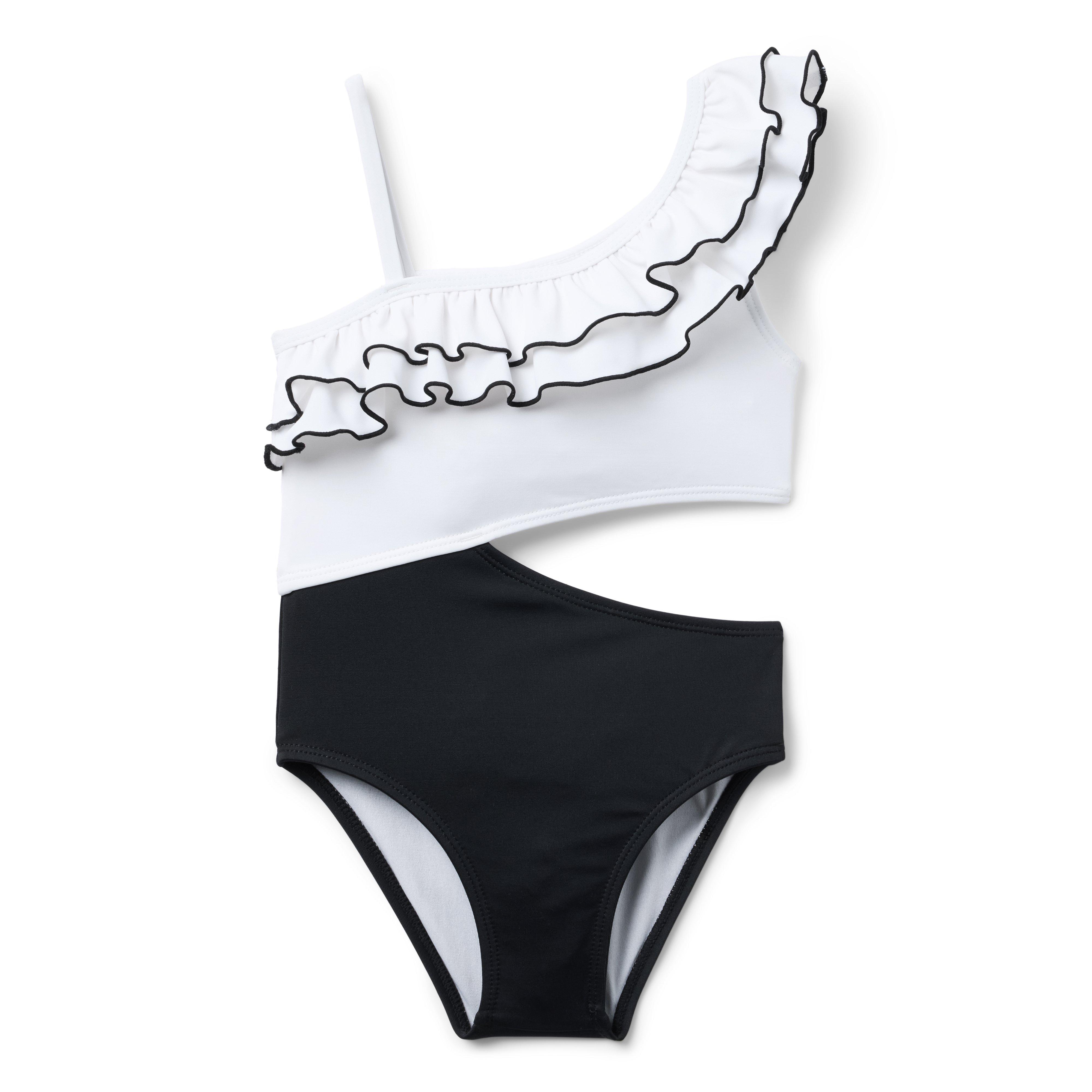 Recycled Cutout Ruffle Shoulder Swimsuit