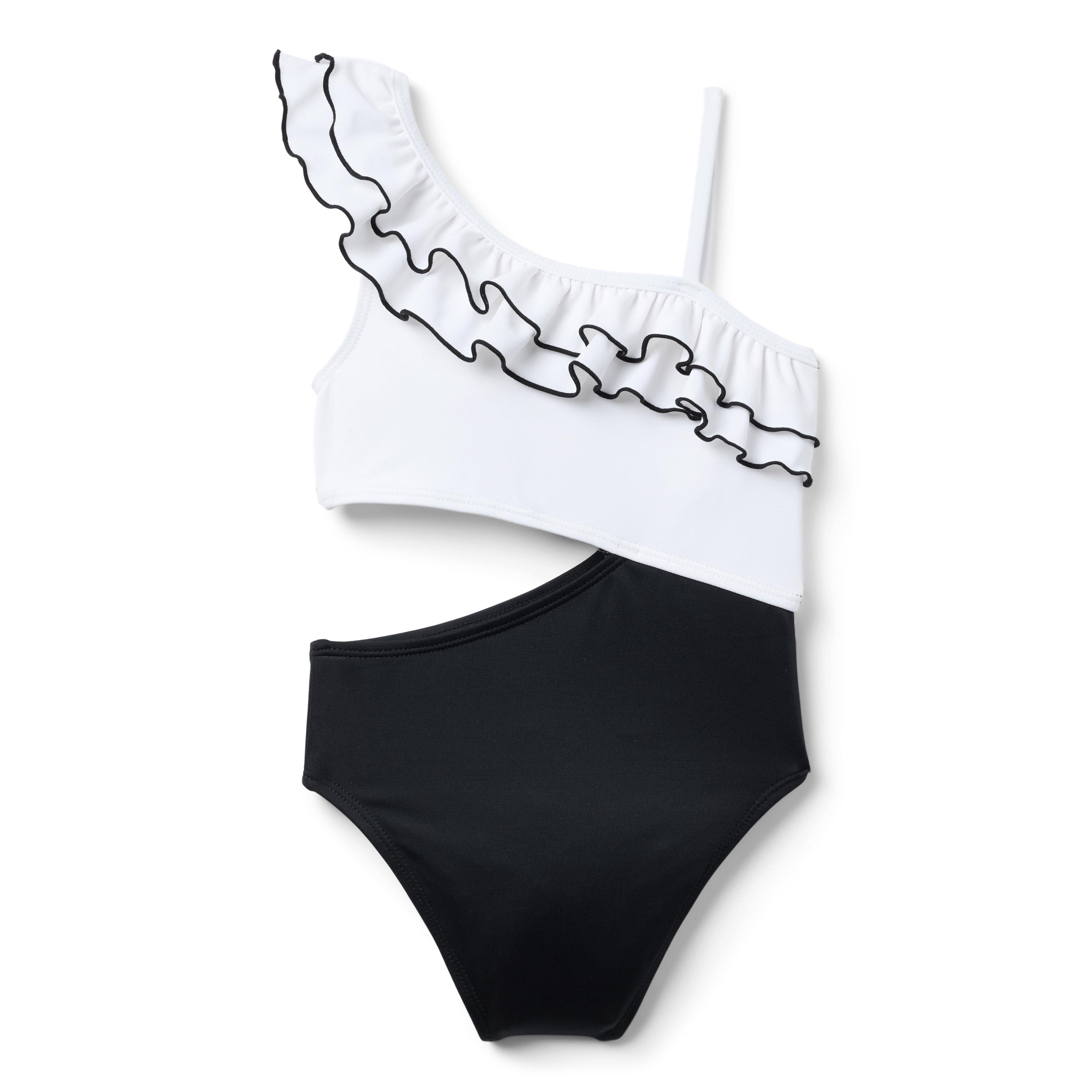 Recycled Cutout Ruffle Shoulder Swimsuit image number 1