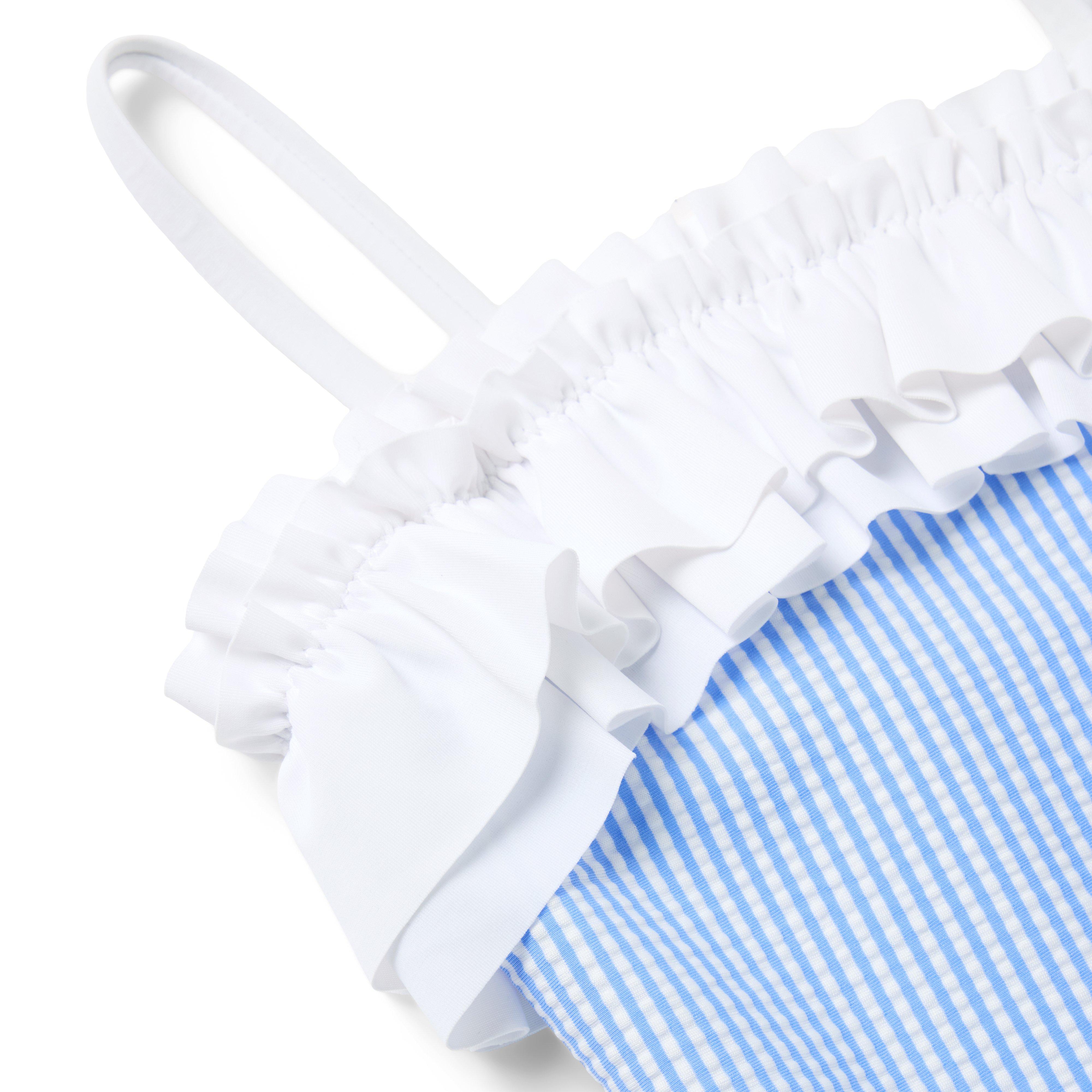 Recycled Striped Ruffle Swimsuit image number 2