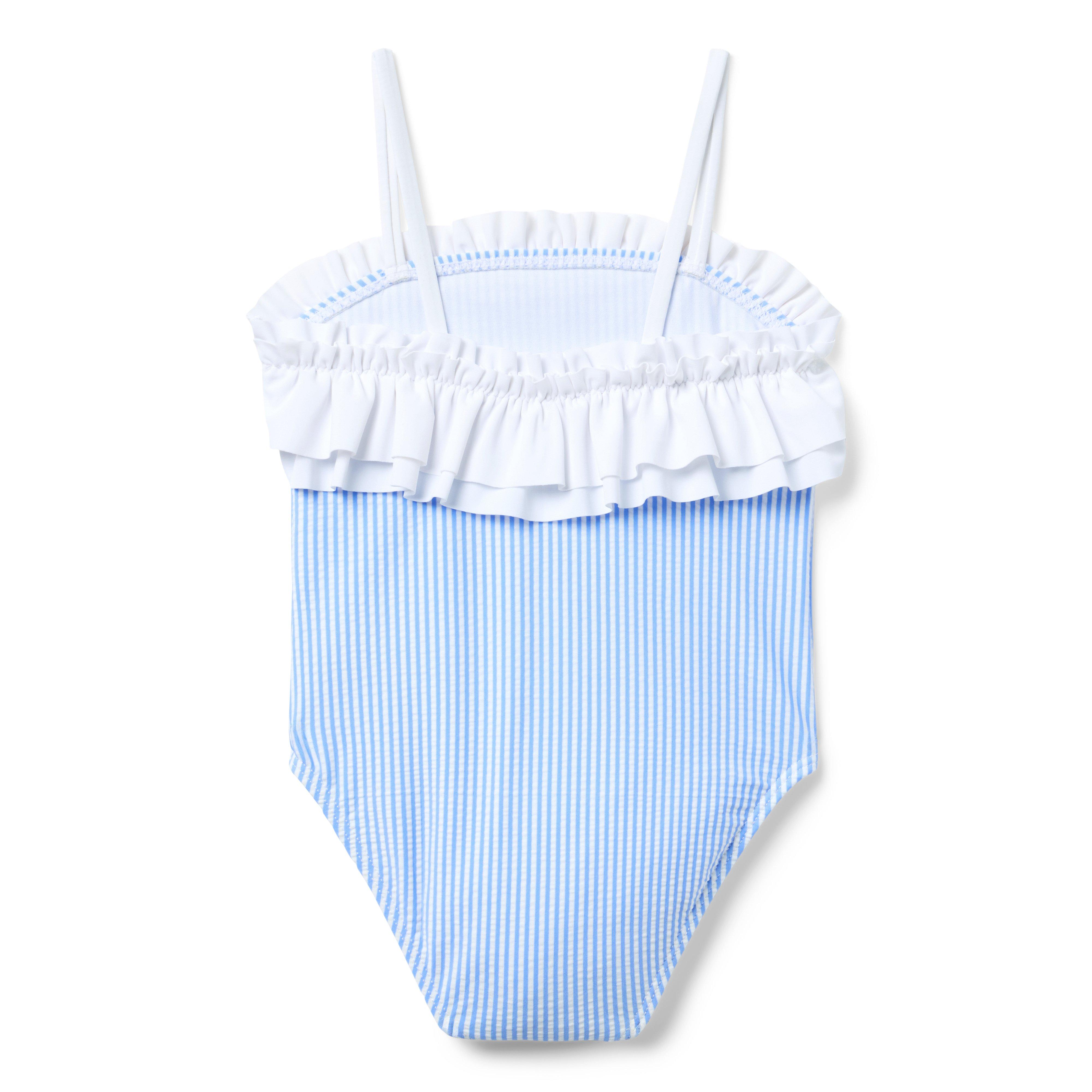 Recycled Striped Ruffle Swimsuit image number 1