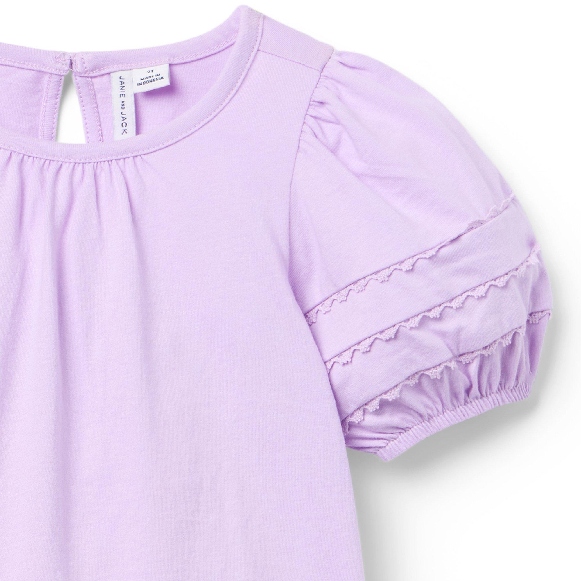 Lace Trim Puff Sleeve Top image number 2