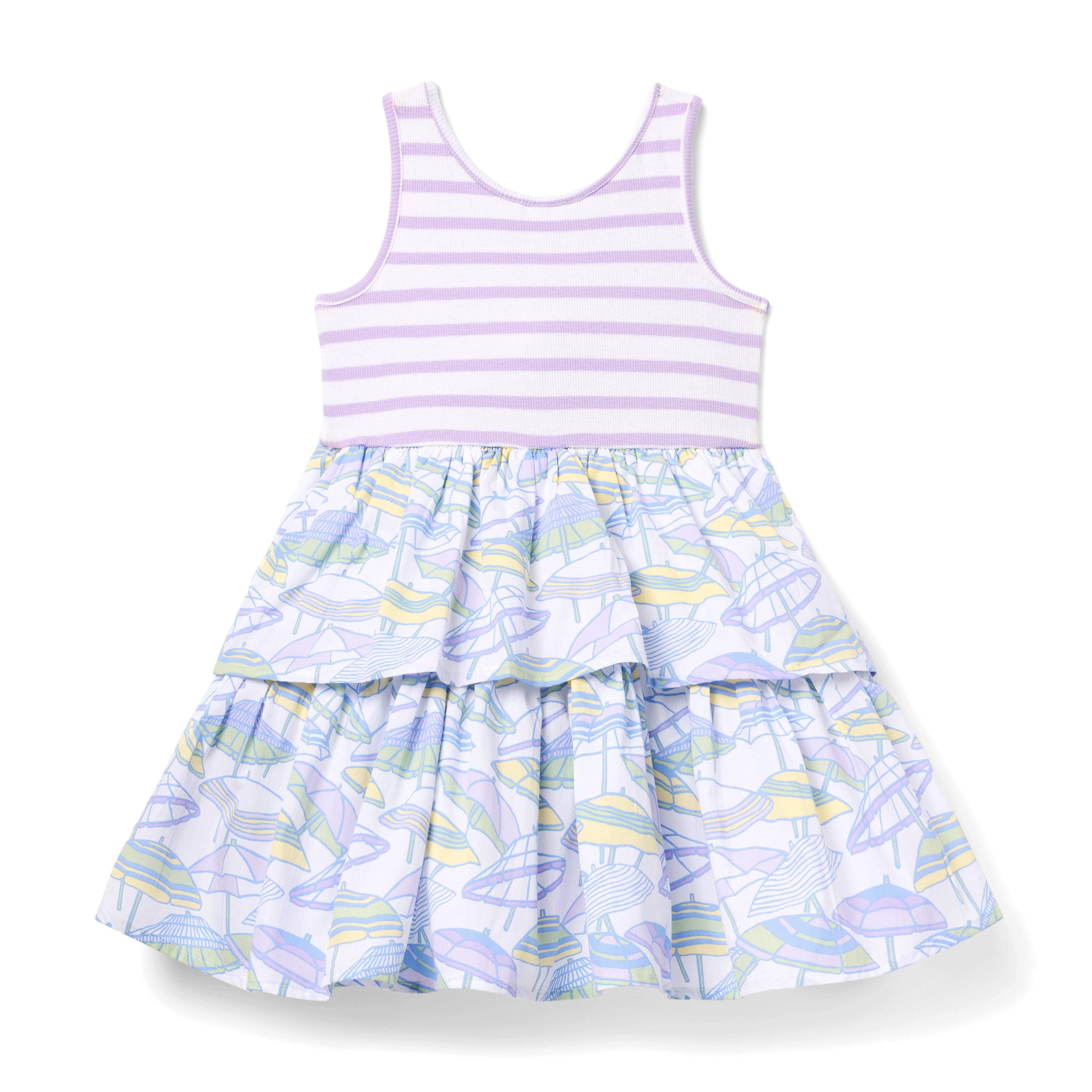 Striped Umbrella Tiered Dress image number 1