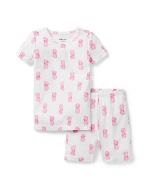 Good Night Short Pajama In Pineapple - White Pineapple