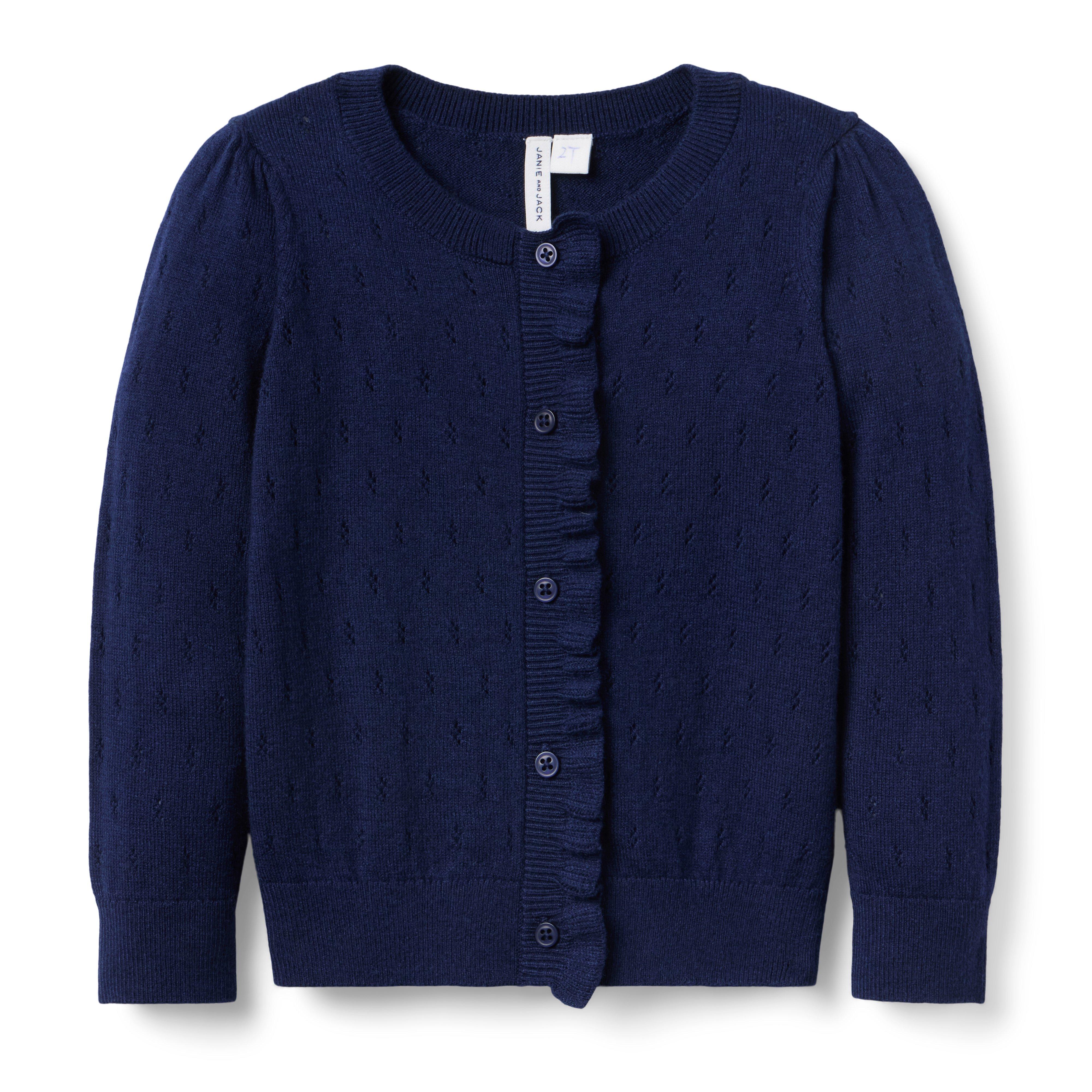The Pointelle Ruffle Cardigan