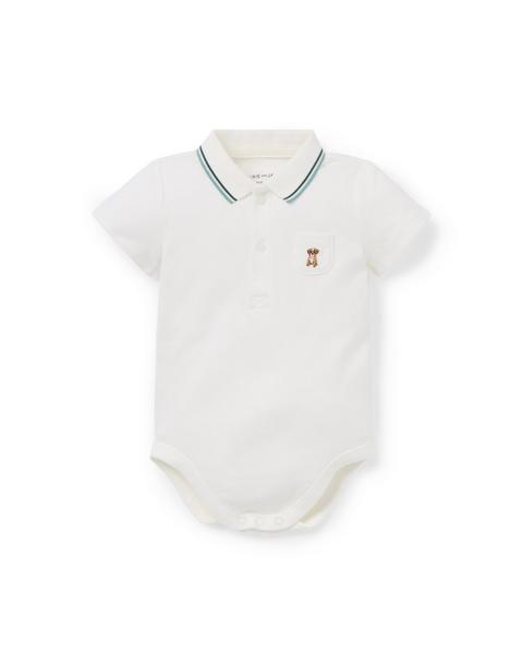 Baby Embroidered Dog Pique Polo Bodysuit