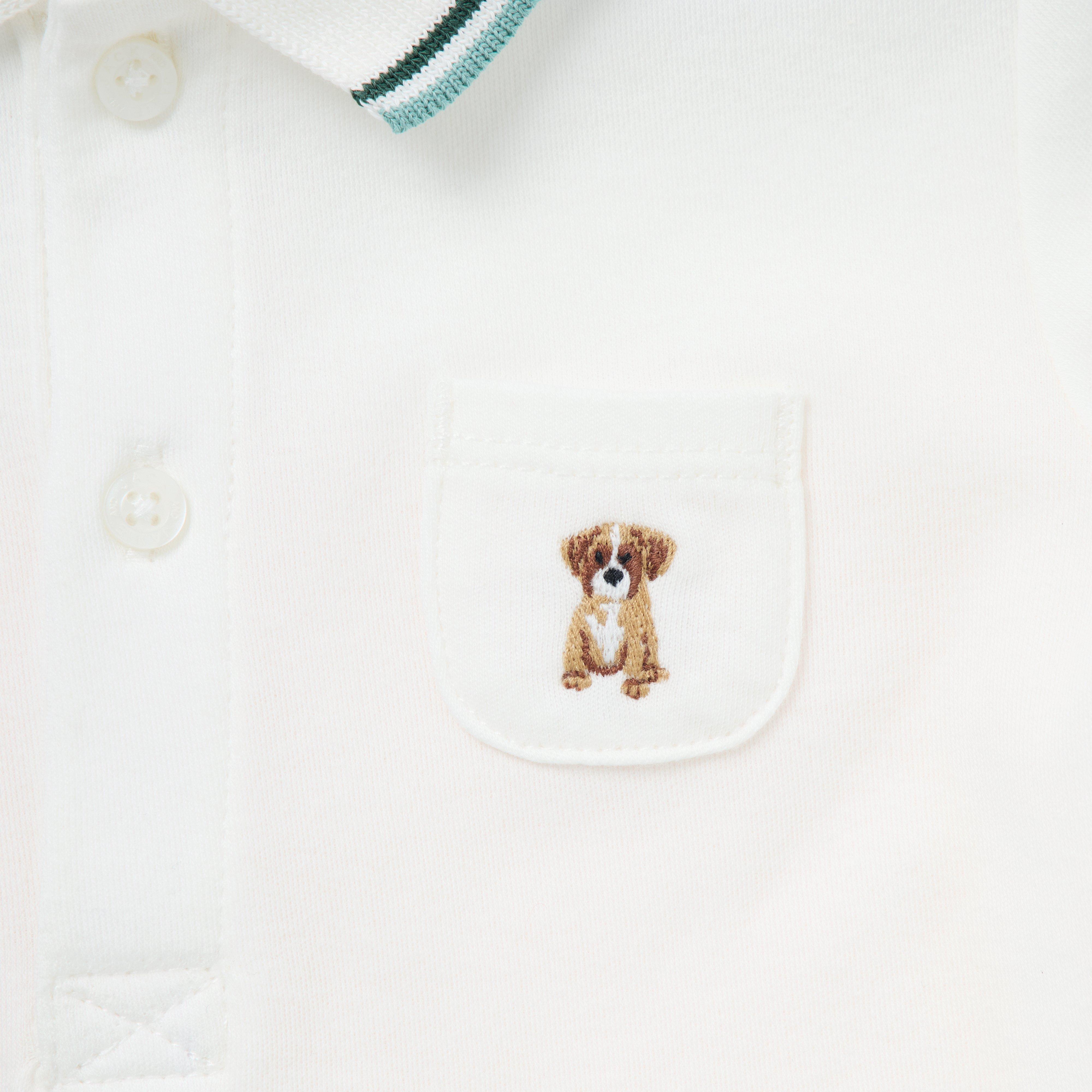 Baby Embroidered Dog Pique Polo Bodysuit image number 1