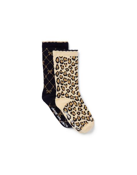 Leopard And Bow Sock 2-Pack