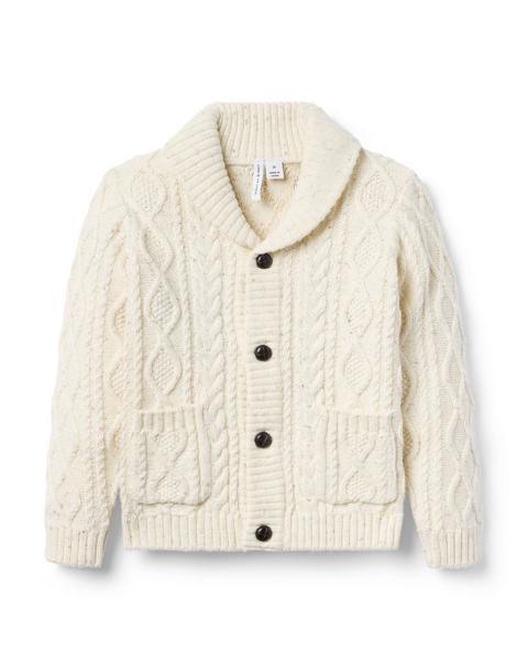 Cable Knit Shawl Collar Cardigan