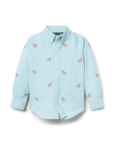 Embroidered Bulldog Oxford Shirt