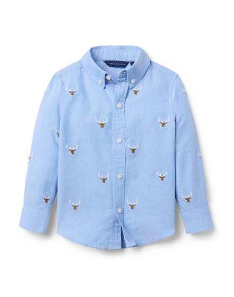 Embroidered Deer Oxford Shirt