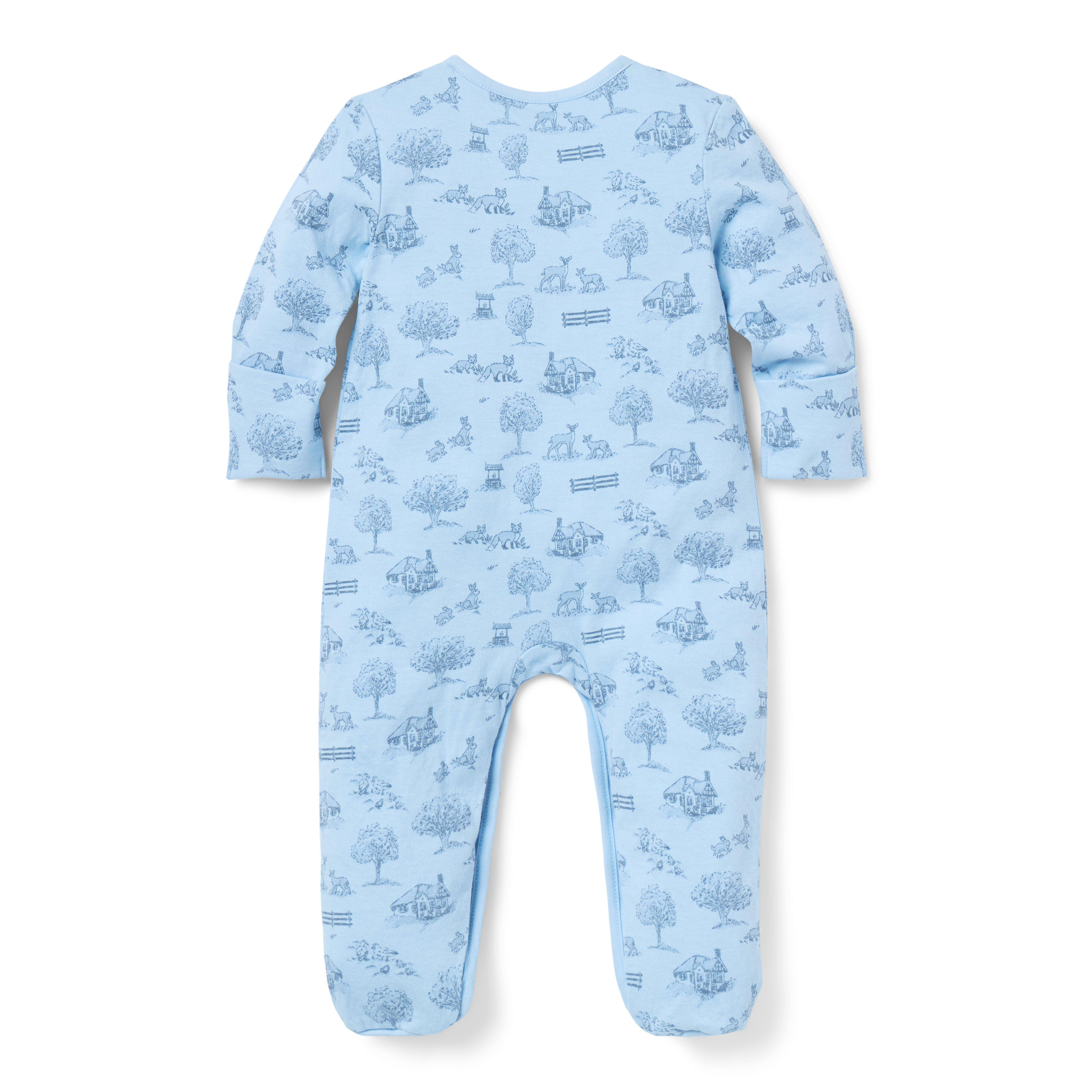 Baby Woodland Toile Wrap Footed One-Piece image number 1