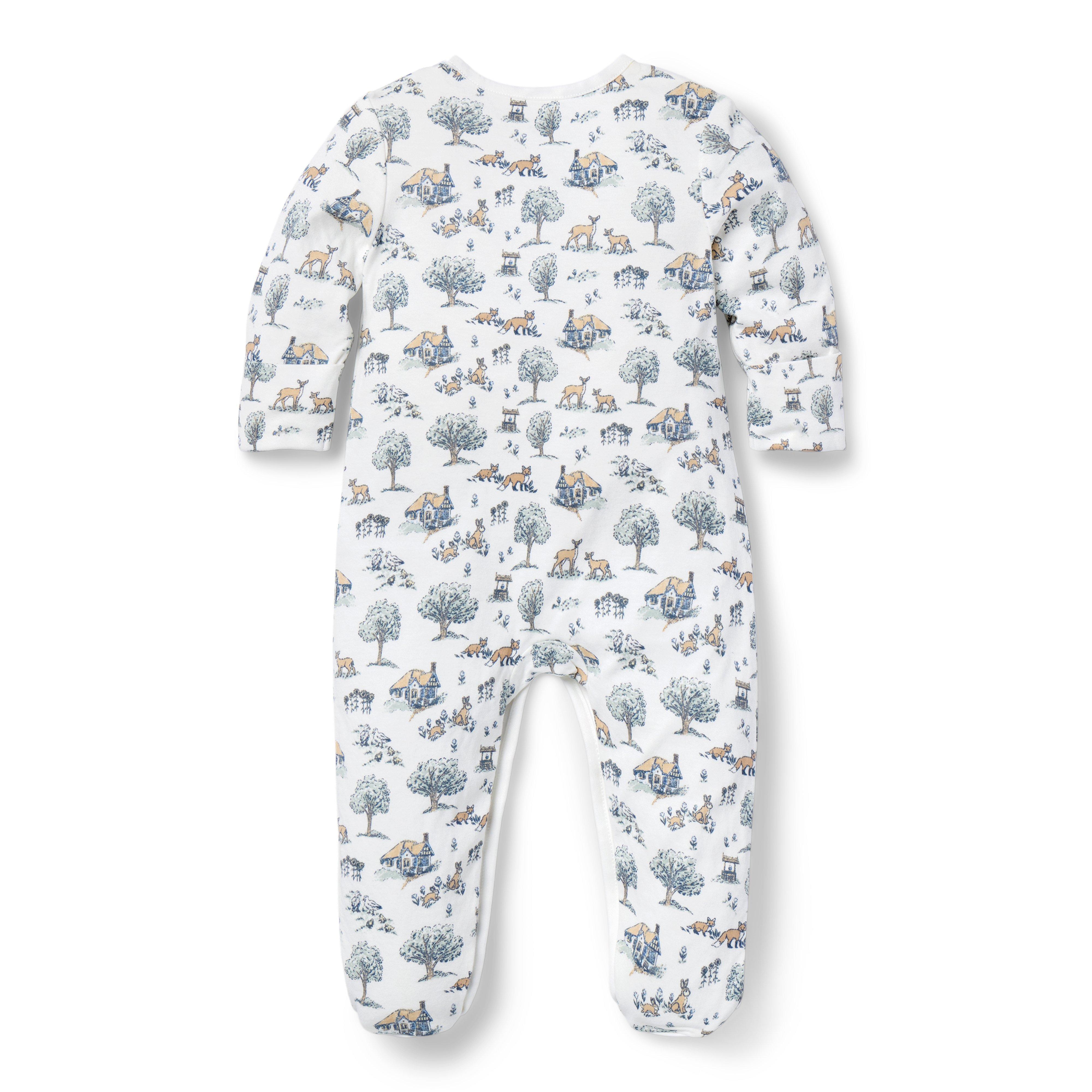 Baby Woodland Toile Wrap Footed One-Piece image number 2