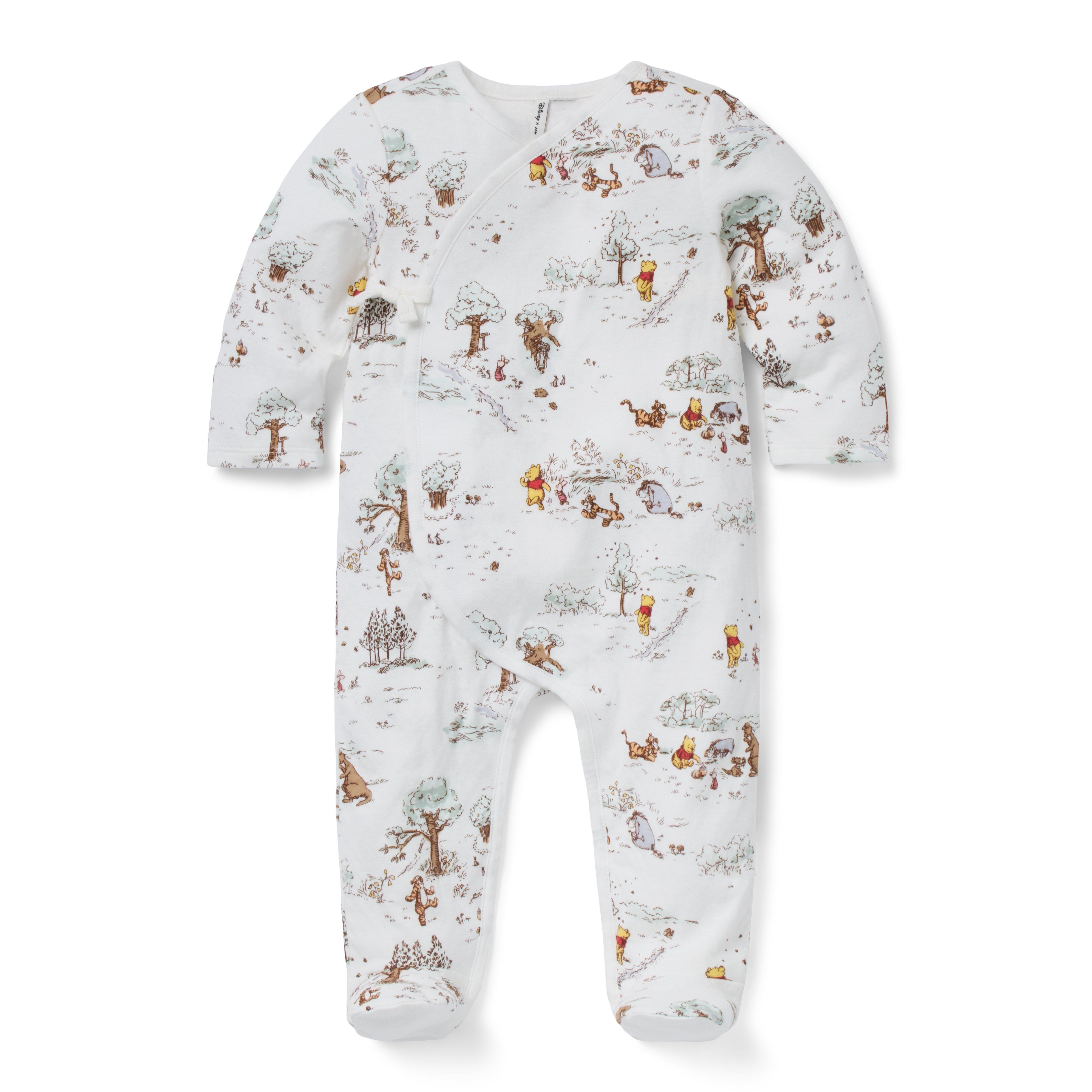 Disney Winnie The Pooh Toile Baby Footed Wrap One-Piece