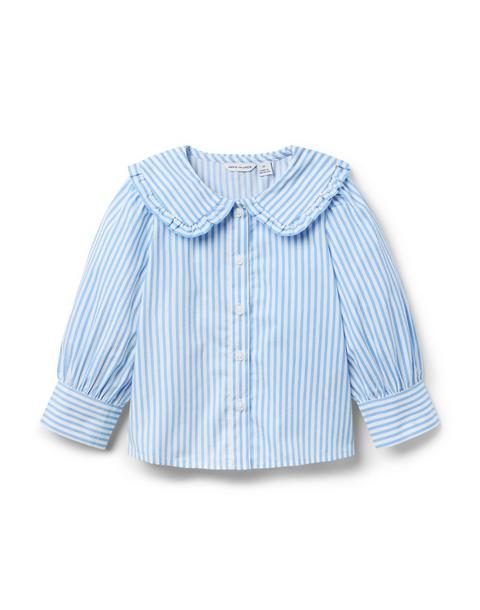 Striped Ruffle Collar Top