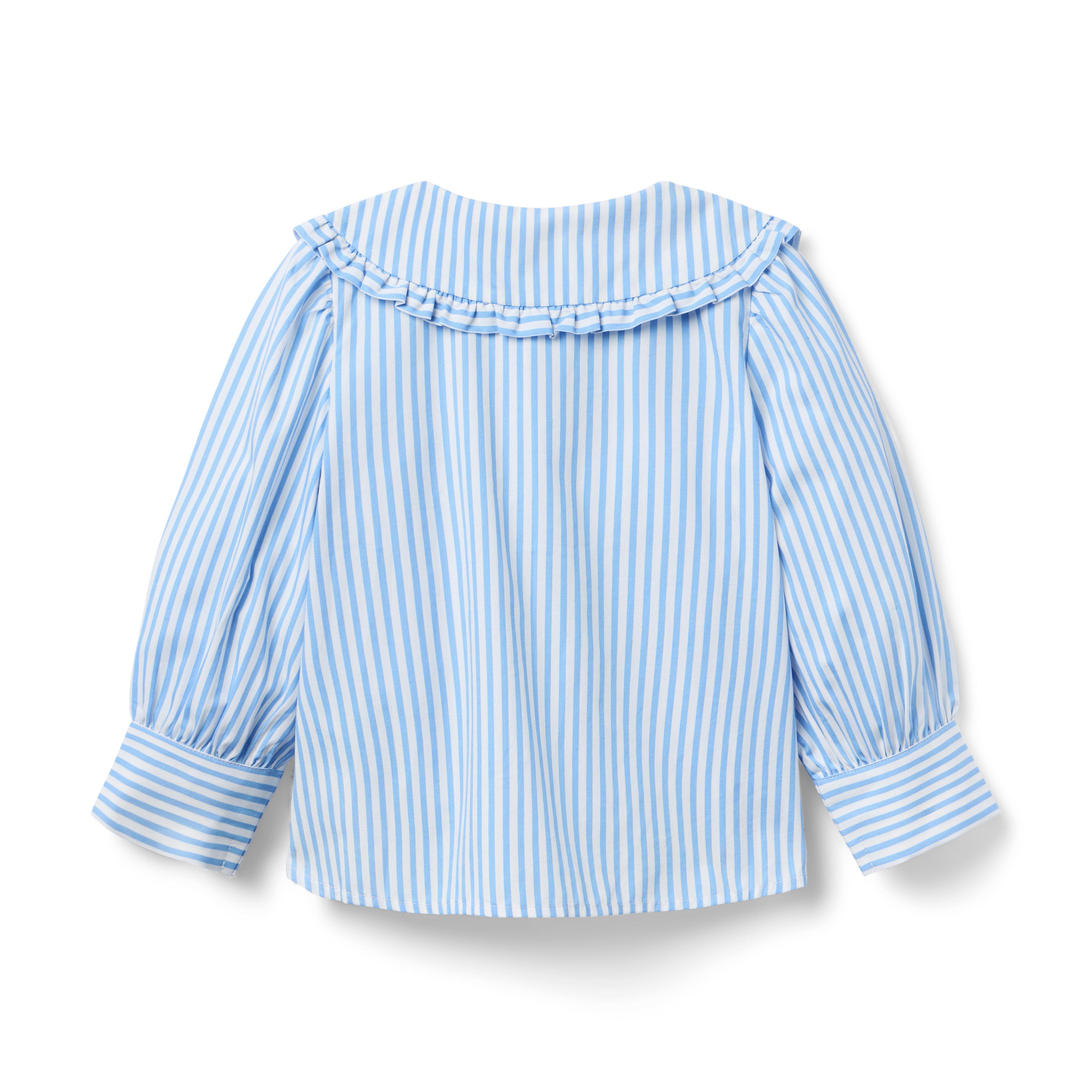 Striped Ruffle Collar Top image number 2