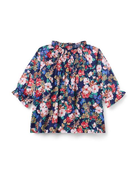 Floral Ruffle Smocked Top