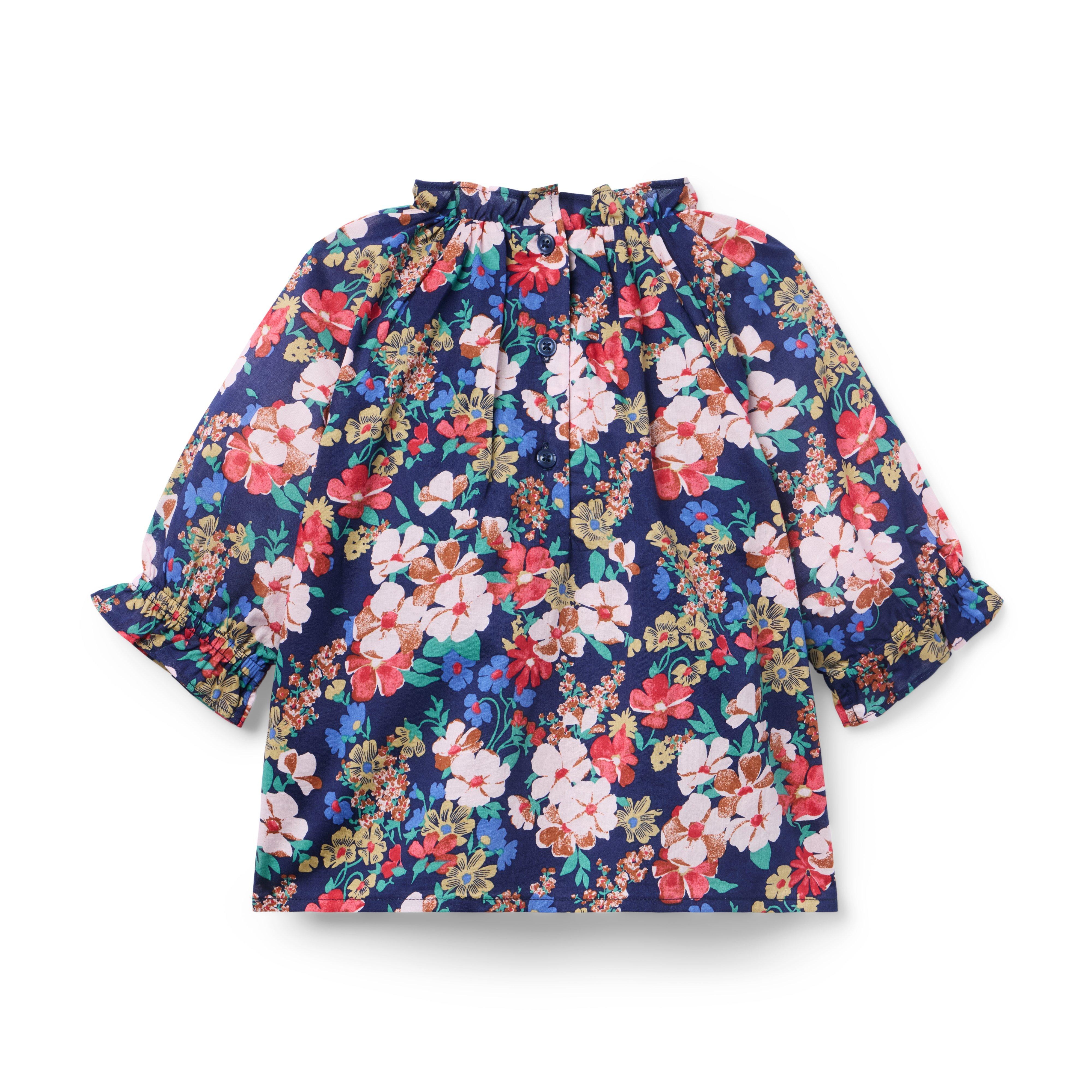 Floral Ruffle Smocked Top  image number 2