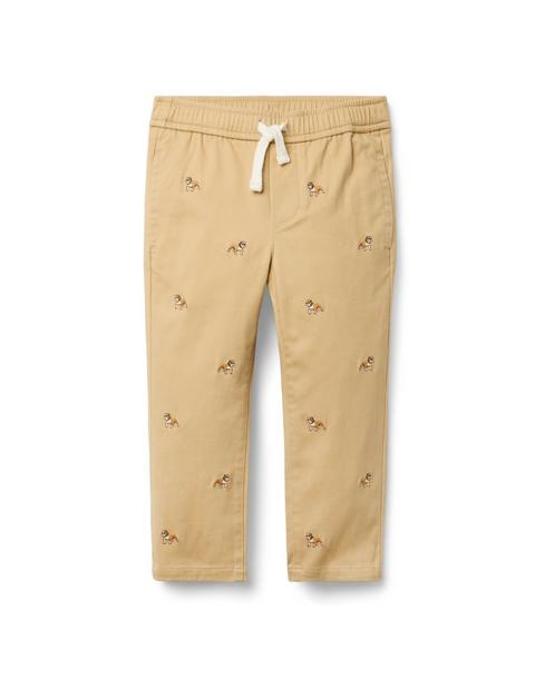 Embroidered Bulldog Twill Jogger