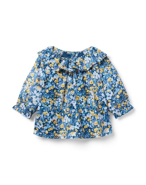 Floral Ruffle Collar Top