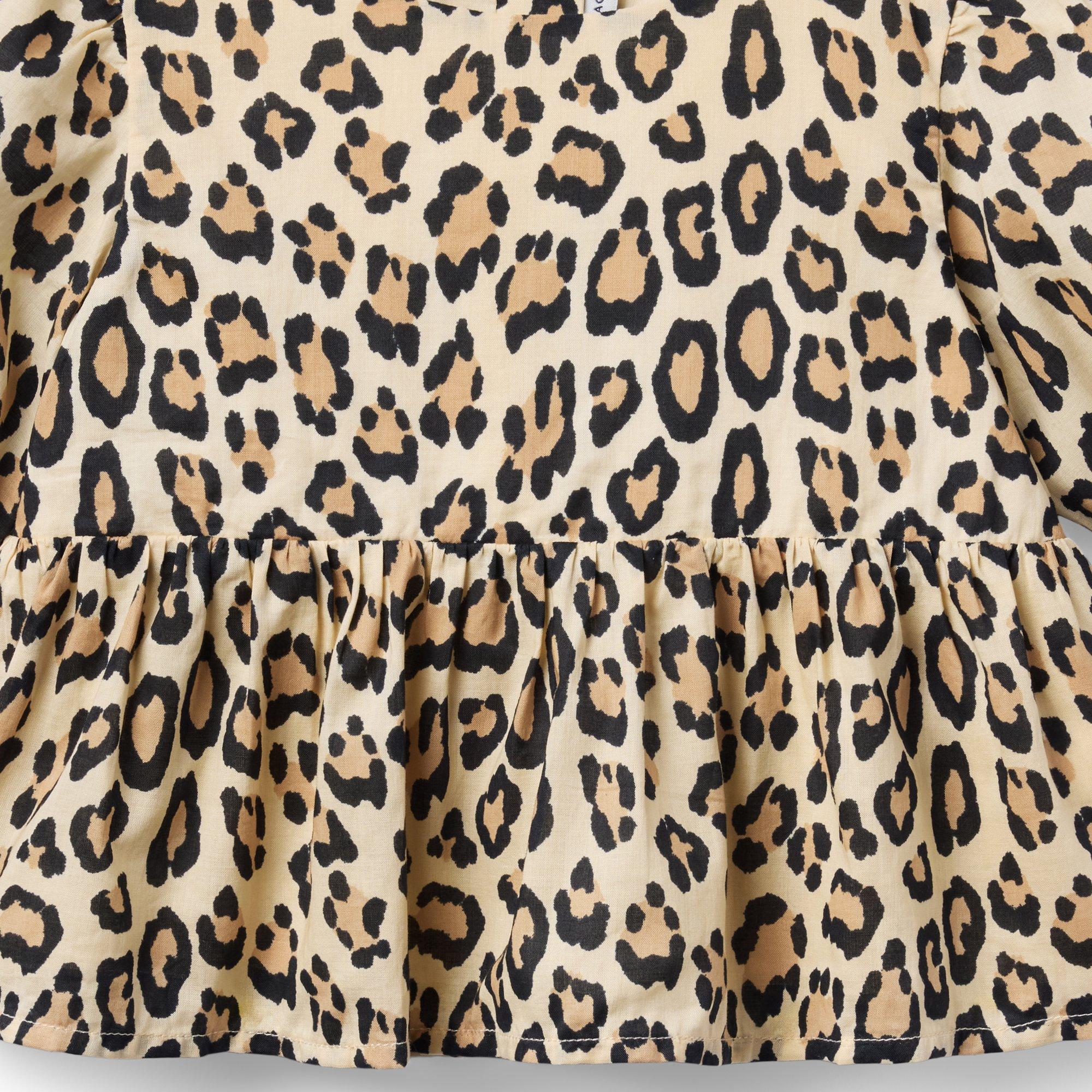 Leopard Puff Sleeve Peplum Top image number 1
