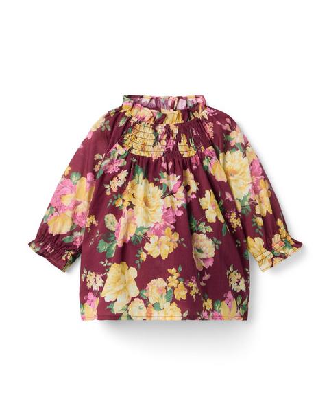 Floral Ruffle Smocked Top