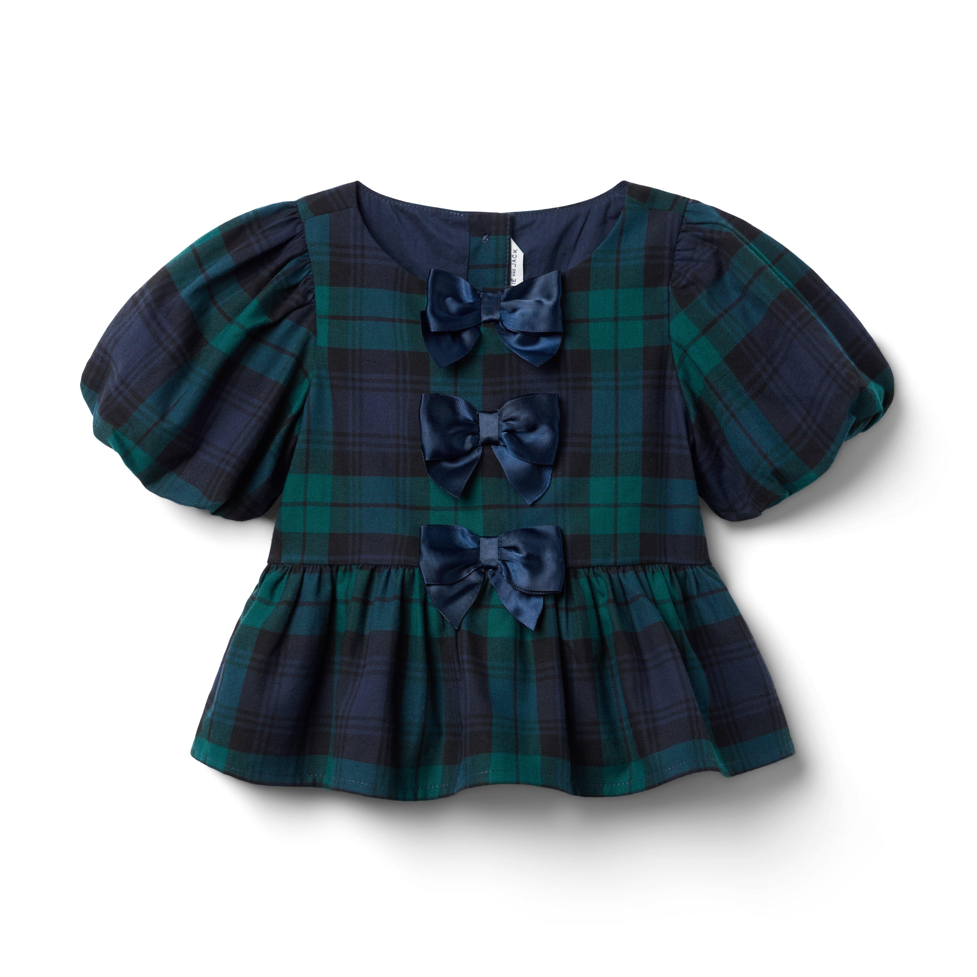Tartan Peplum Bow Top