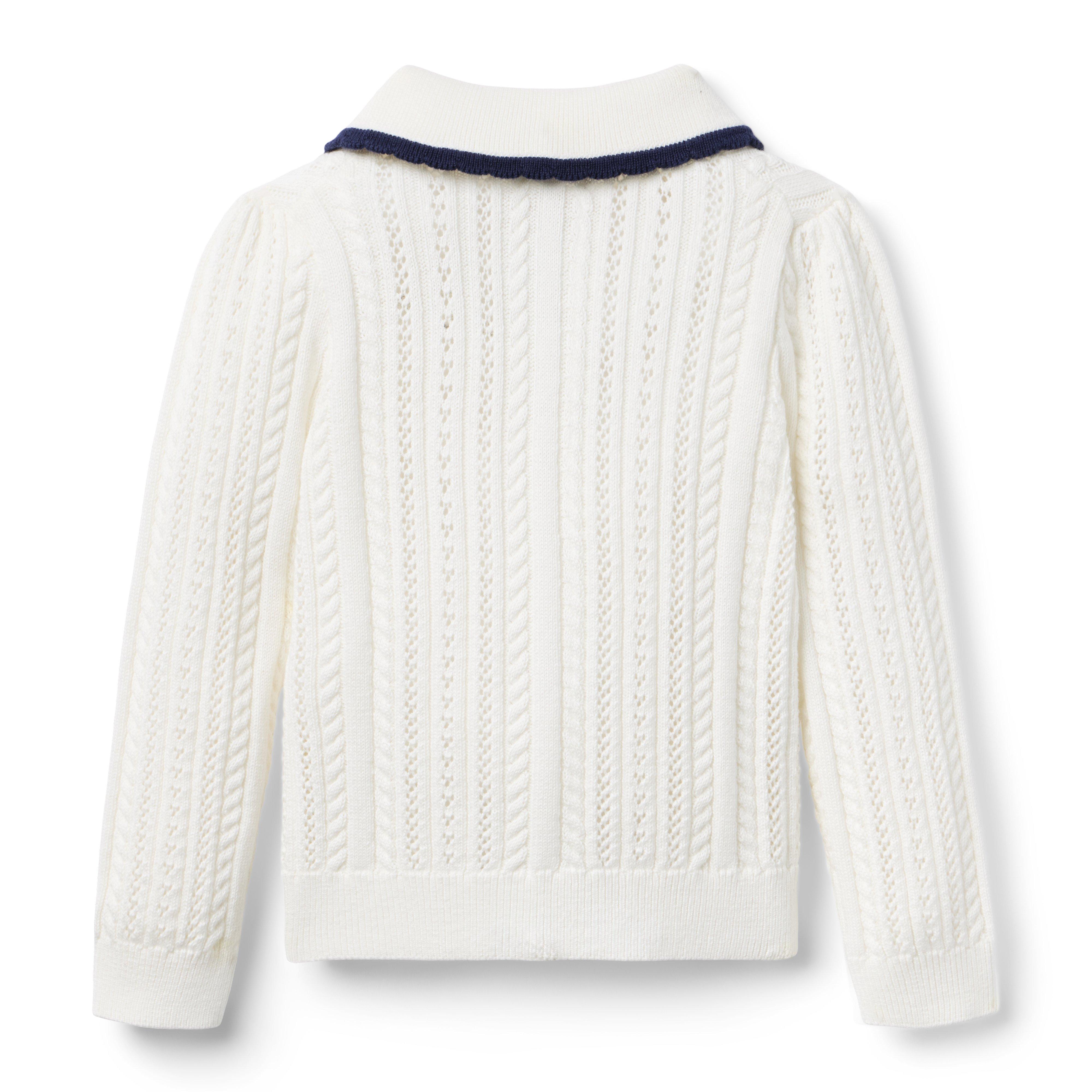 Pointelle Scalloped Trim Cardigan image number 2
