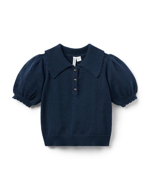 Pointelle Sweater Polo
