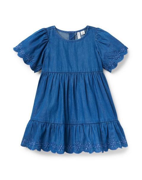 Embroidered Floral Chambray Dress