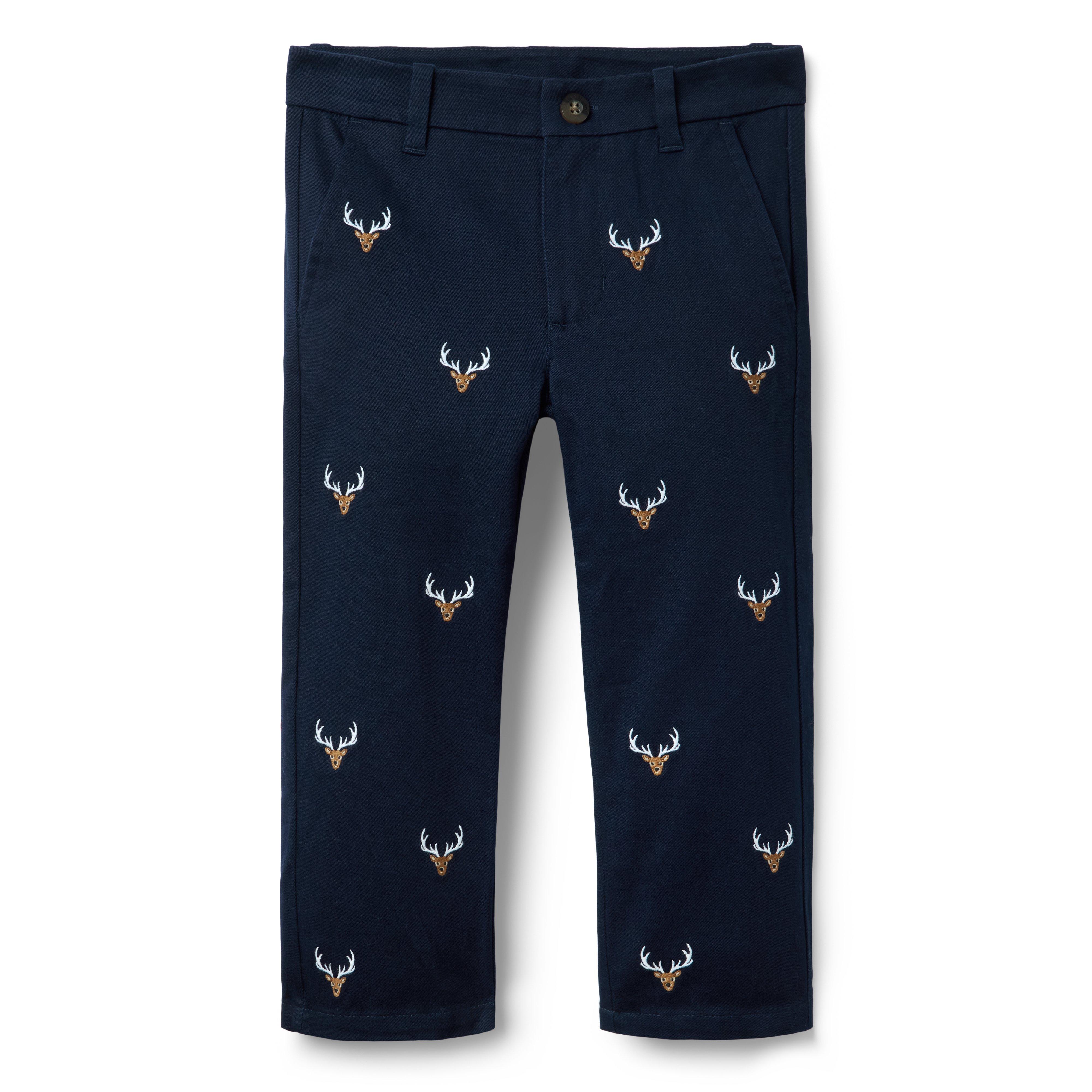 Embroidered Deer Pant