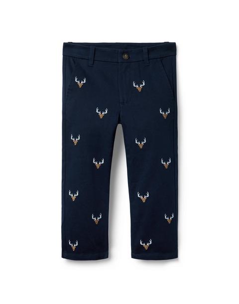Embroidered Deer Pant