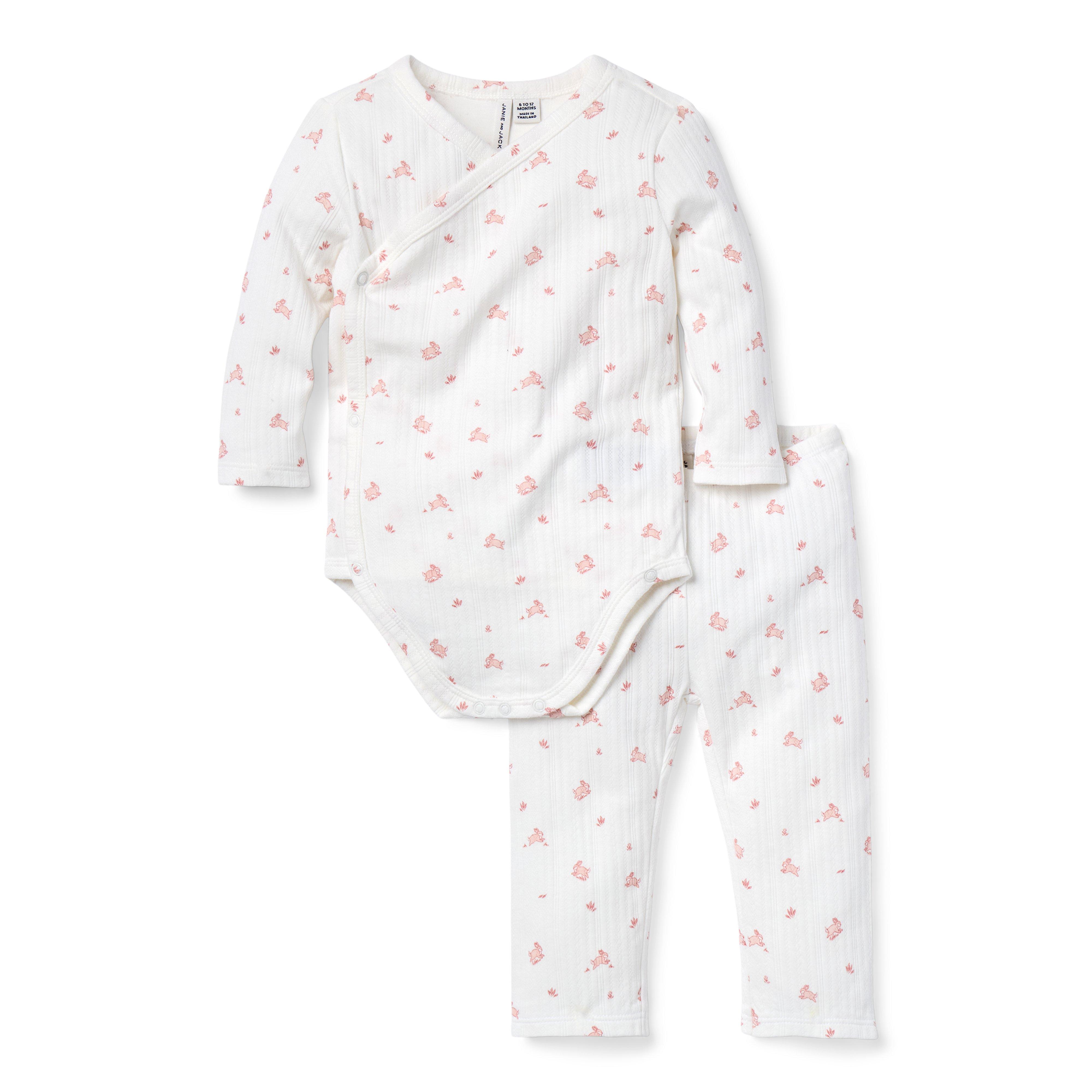 Baby Bunny Pointelle Wrap Matching Set