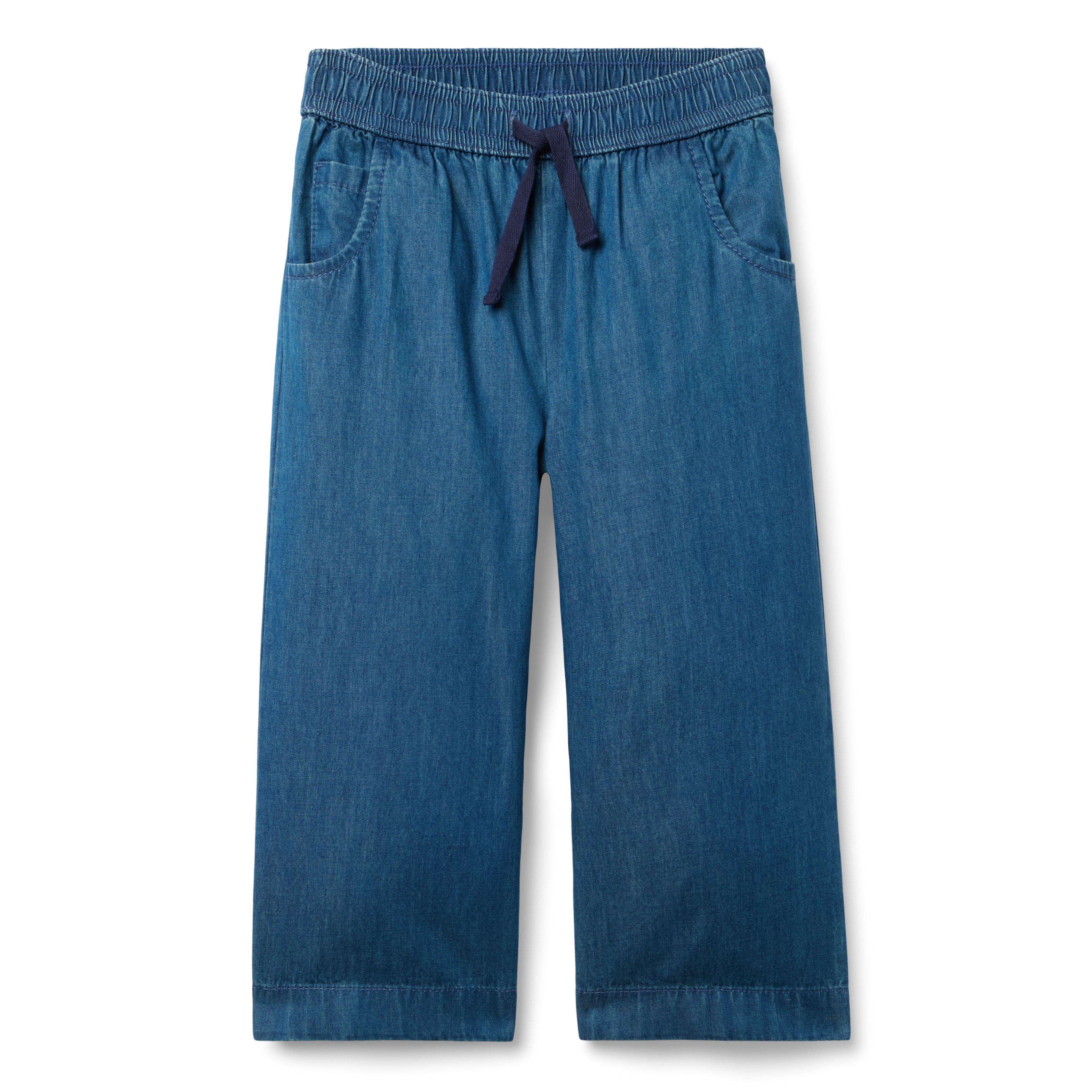 Chambray Wide Leg Pull-On Pant