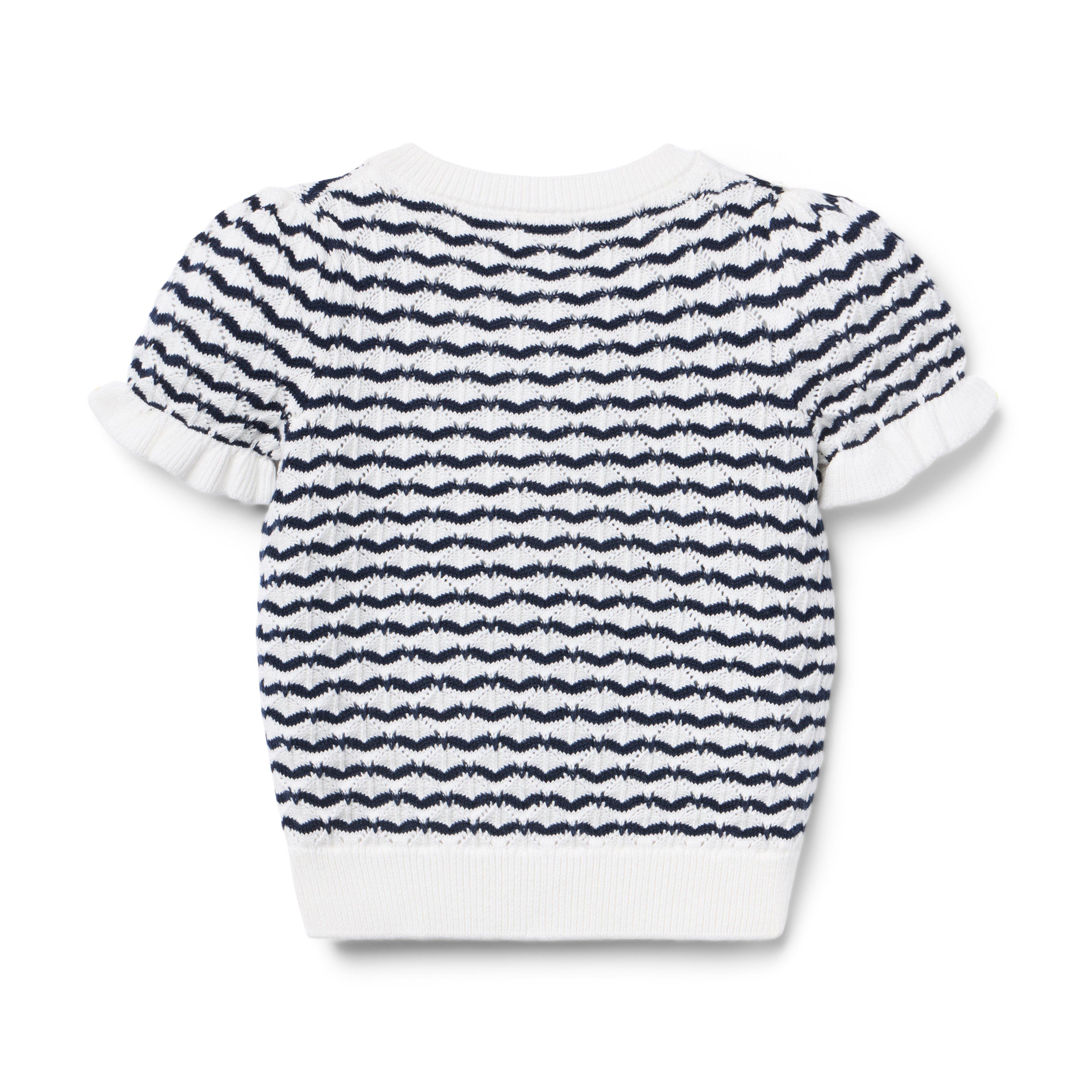 Wavy Striped Pointelle Sweater Top  image number 2