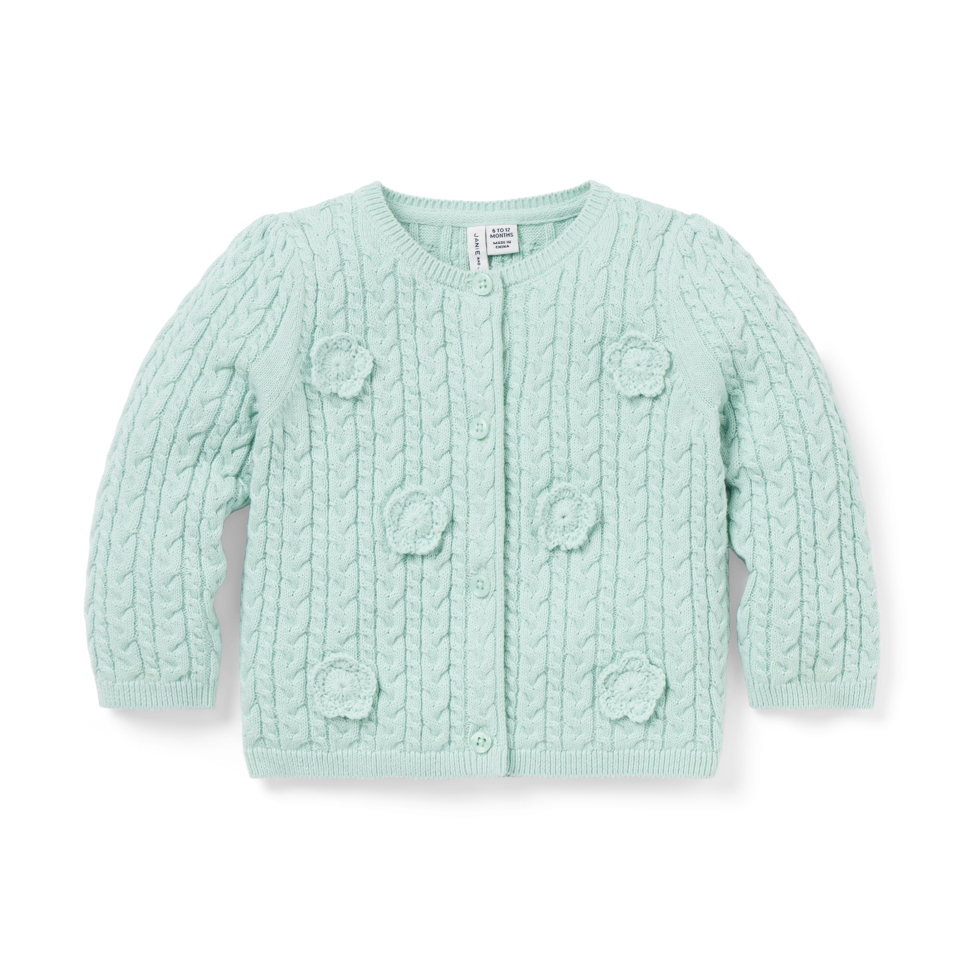 Baby Flower Cable Knit Cardigan 