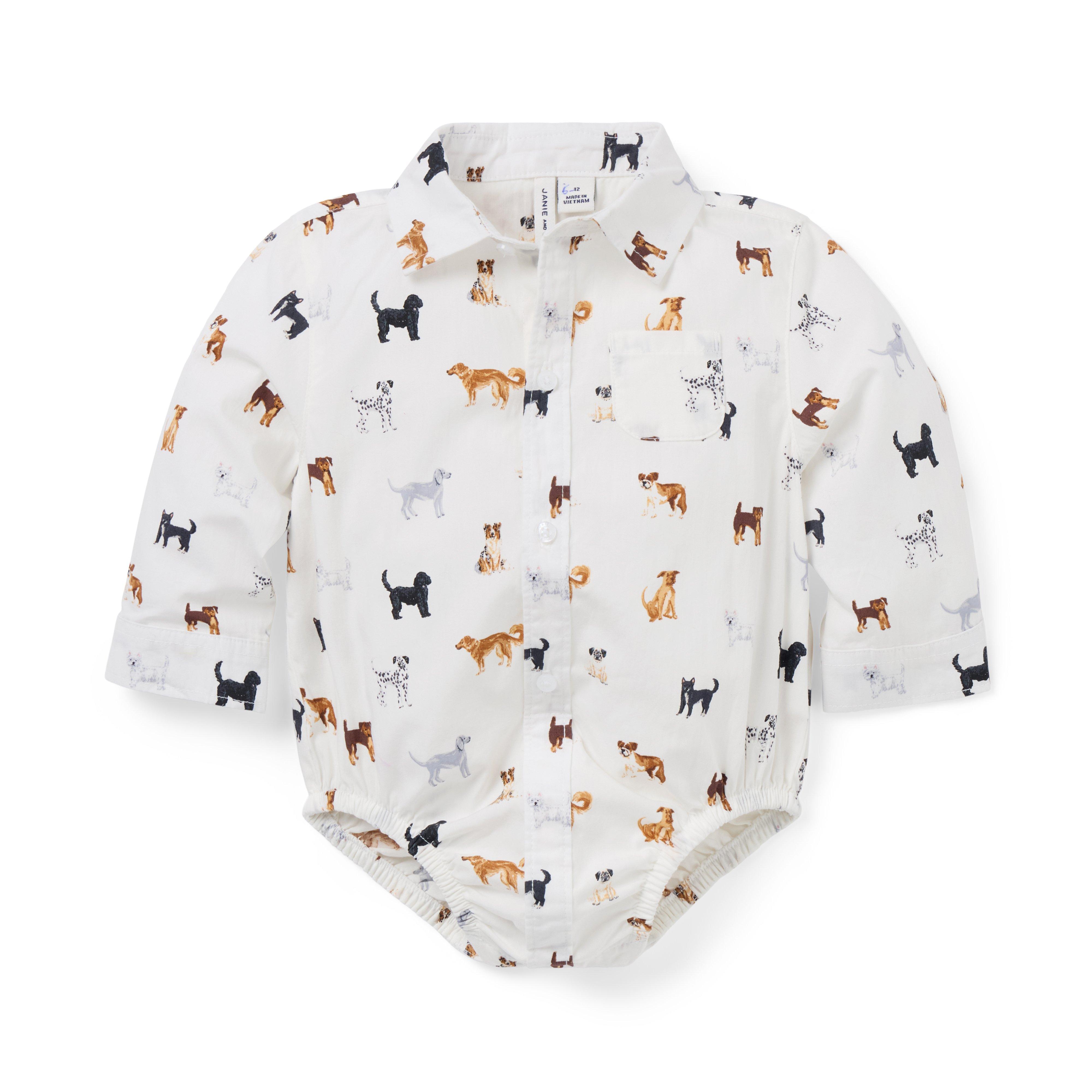 Baby Poplin Dog Friends Bodysuit