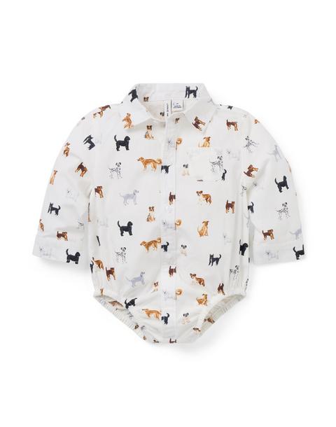Baby Poplin Dog Friends Bodysuit