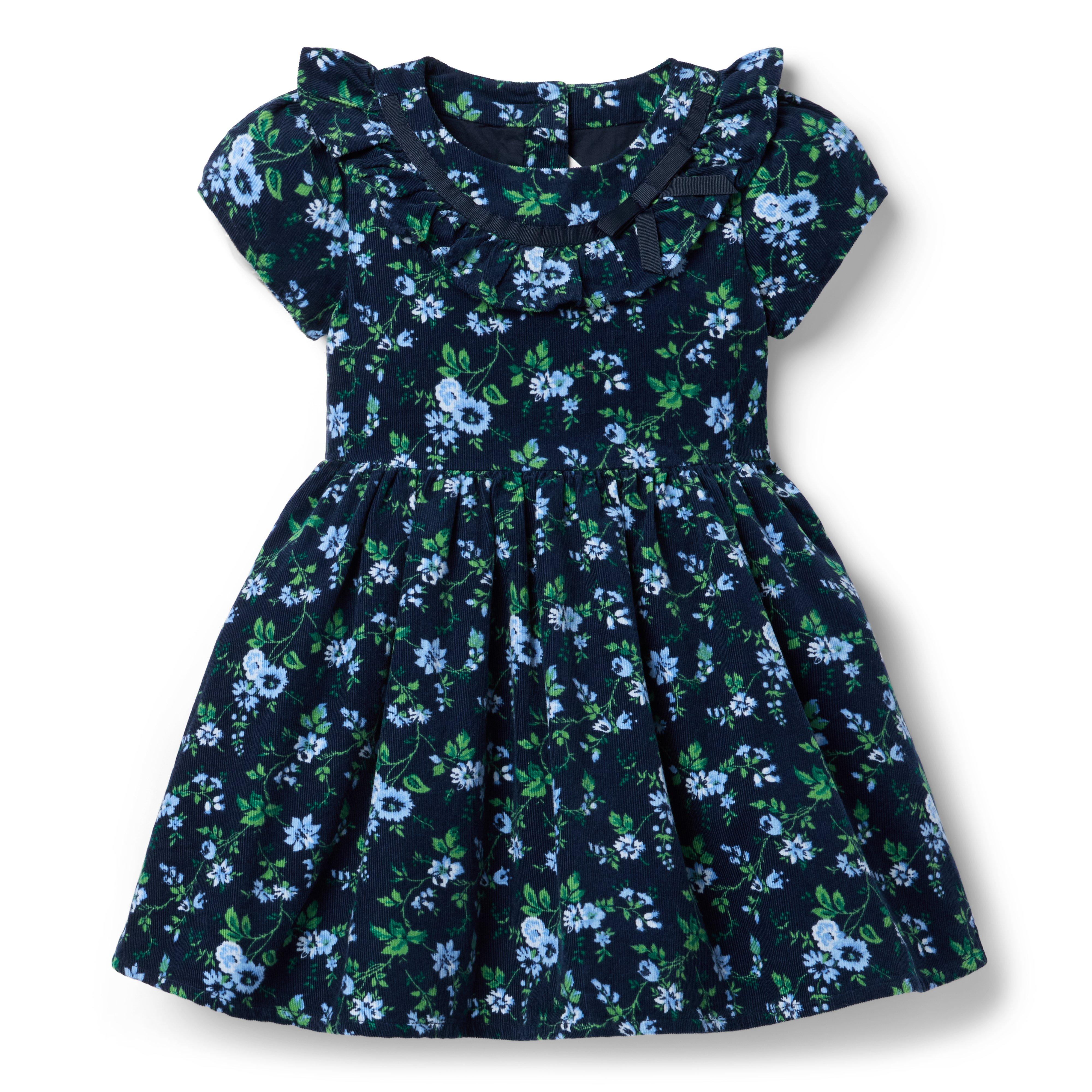 Floral Corduroy Ruffle Dress