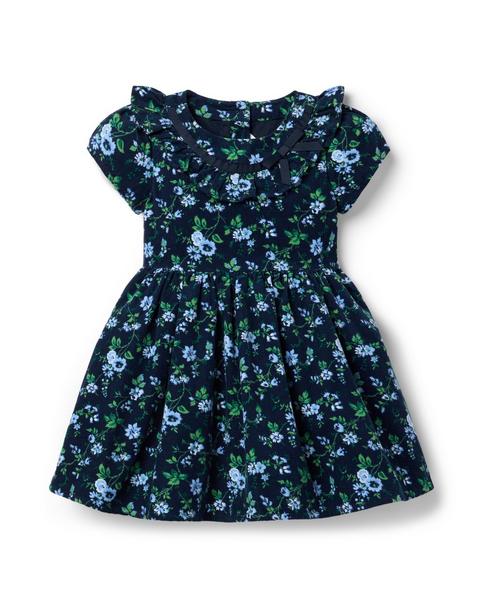 Floral Corduroy Ruffle Dress