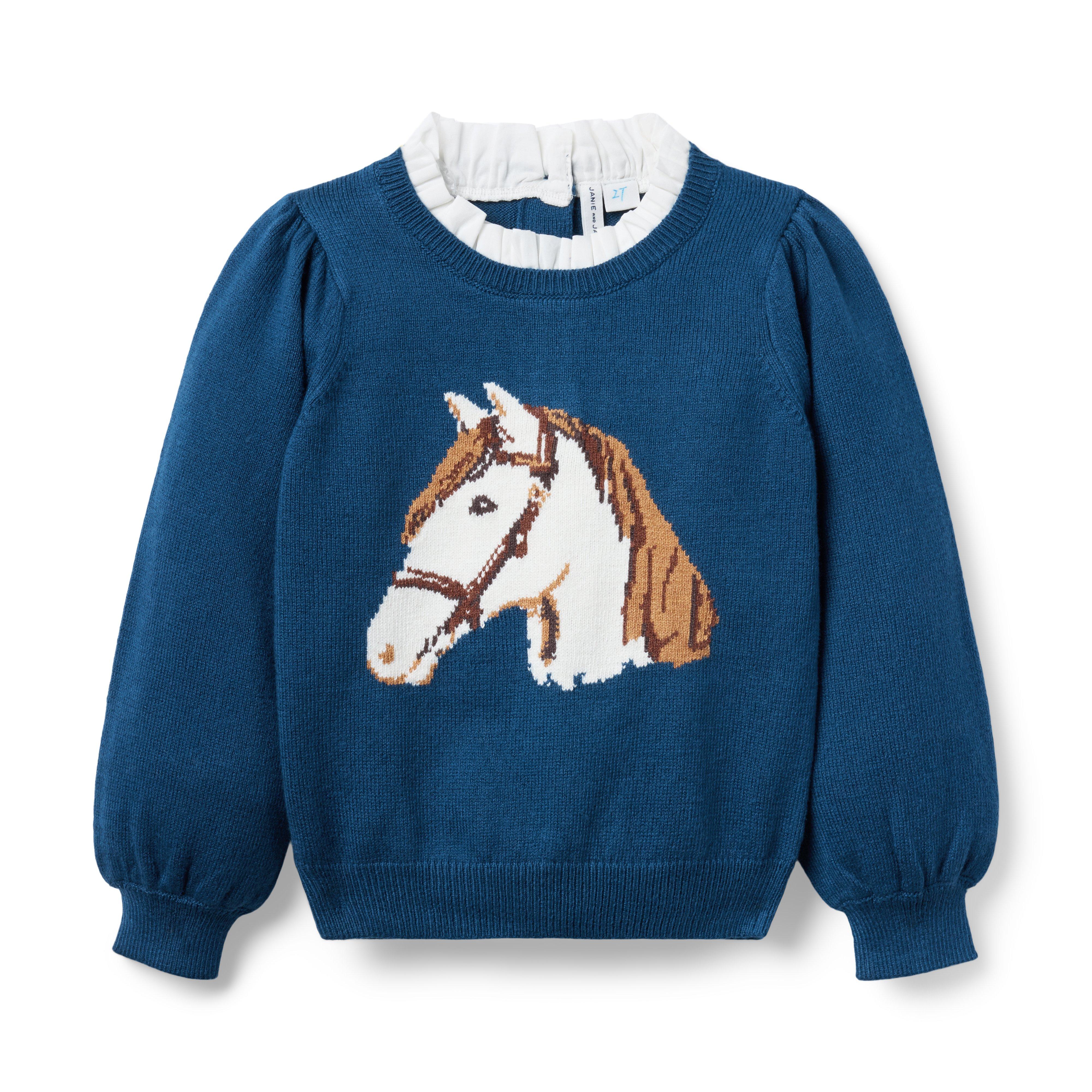 Horse Ruffle Collar Sweater