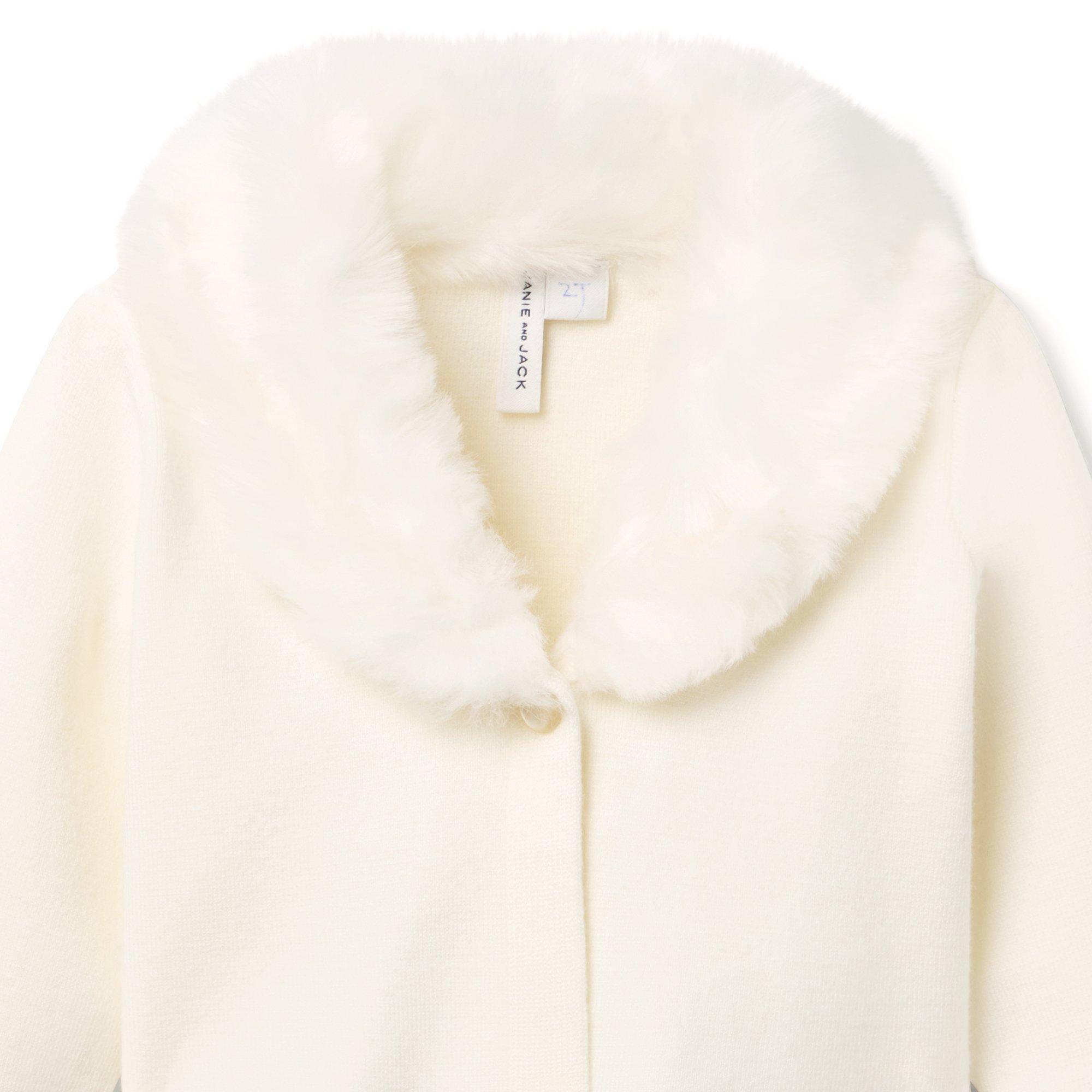 Faux Fur Collar Cropped Cardigan image number 1