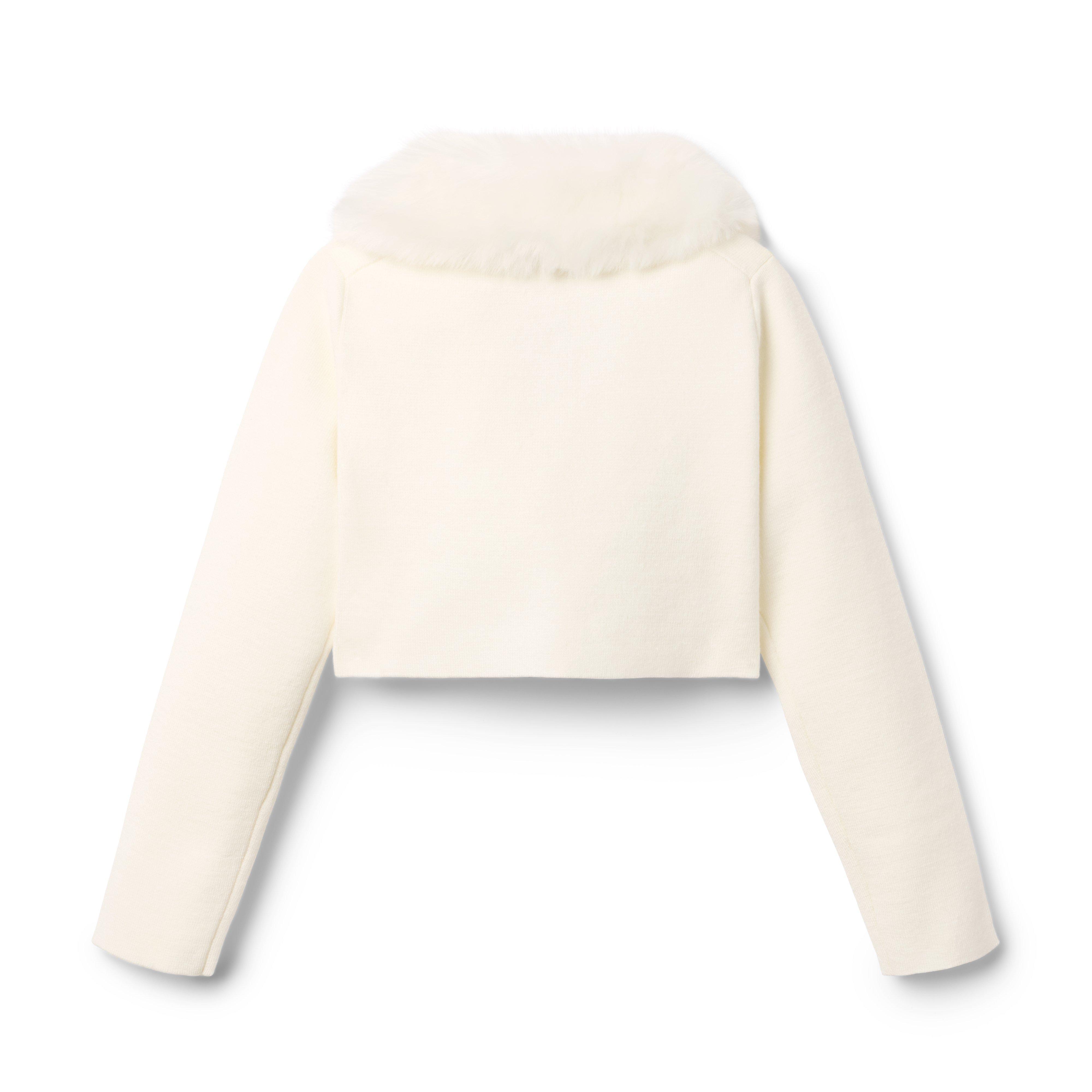 Faux Fur Collar Cropped Cardigan image number 2