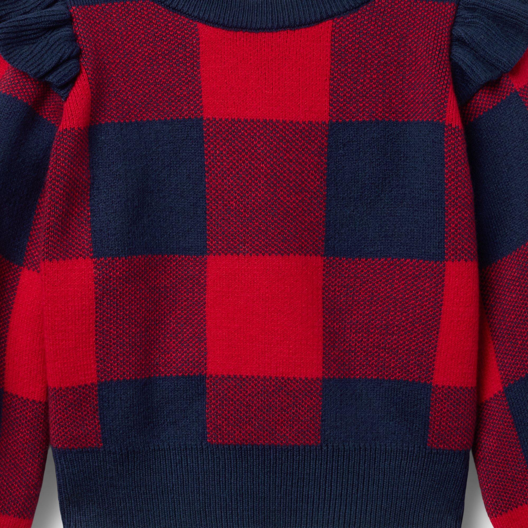 Plaid Ruffle Shoulder Sweater image number 2
