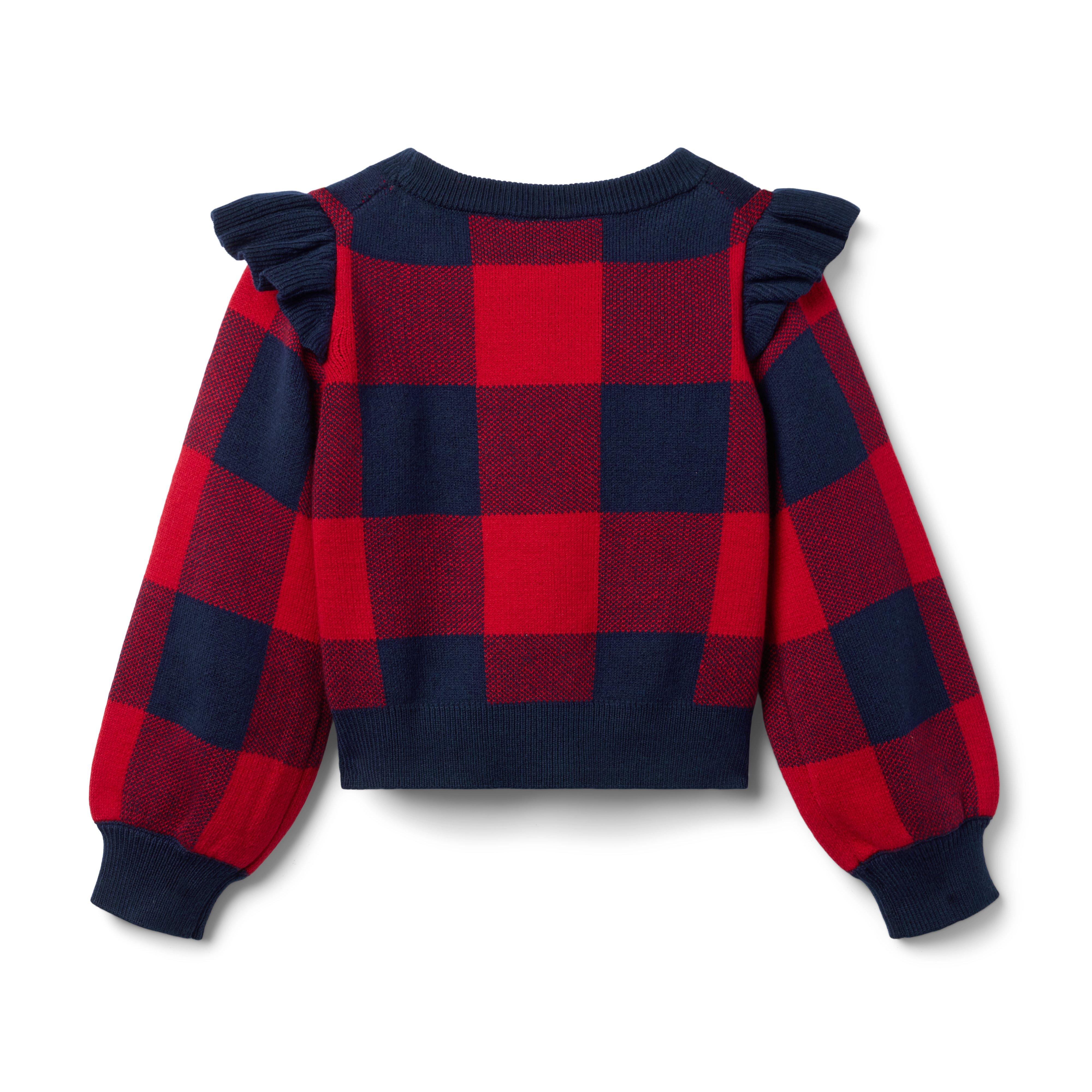 Plaid Ruffle Shoulder Sweater image number 1