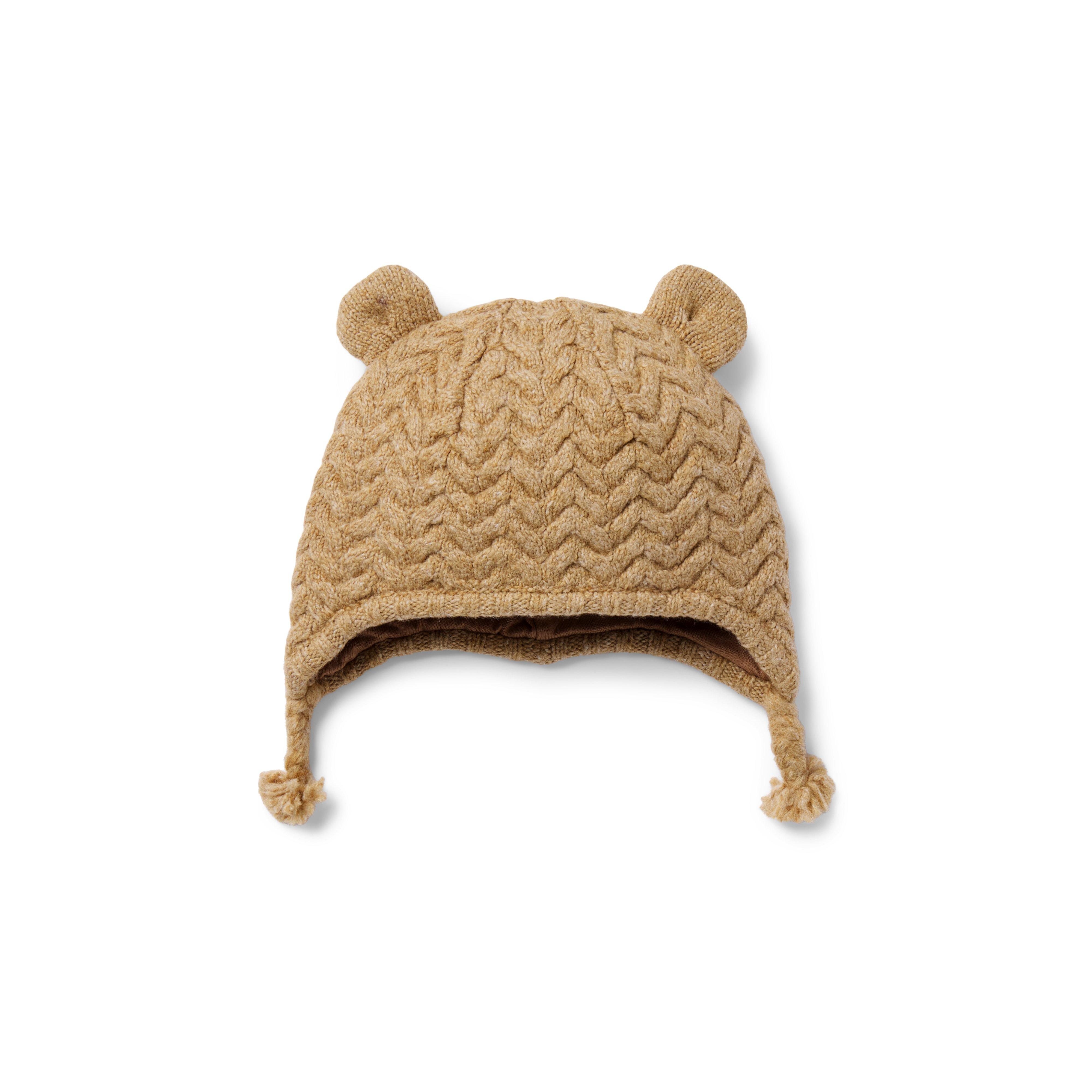 Baby Herringbone Knit Bear Ear Beanie