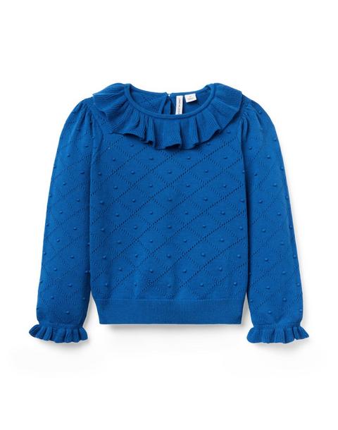 Textured Ruffle Collar Sweater