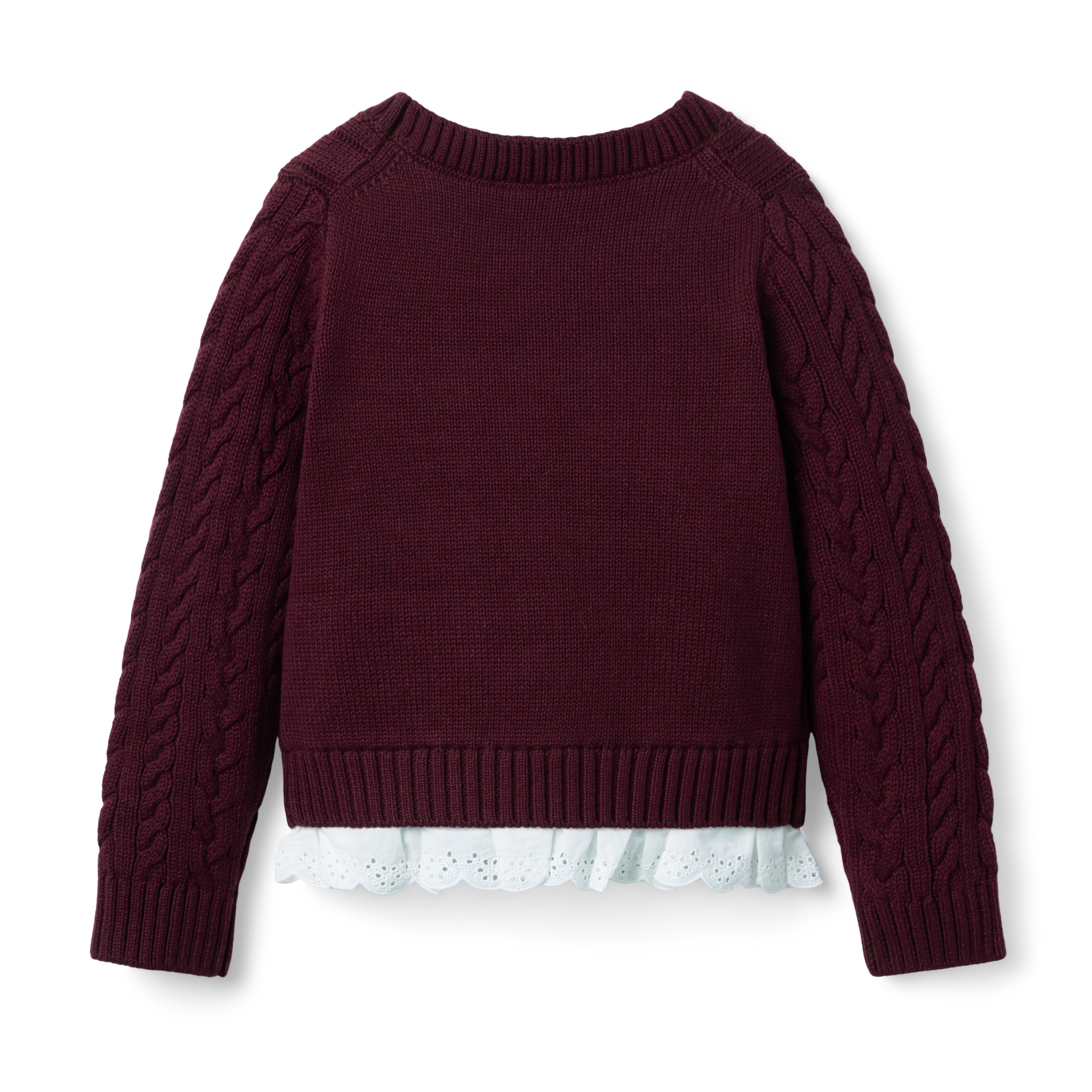 Cable Knit Eyelet Hem Sweater image number 1